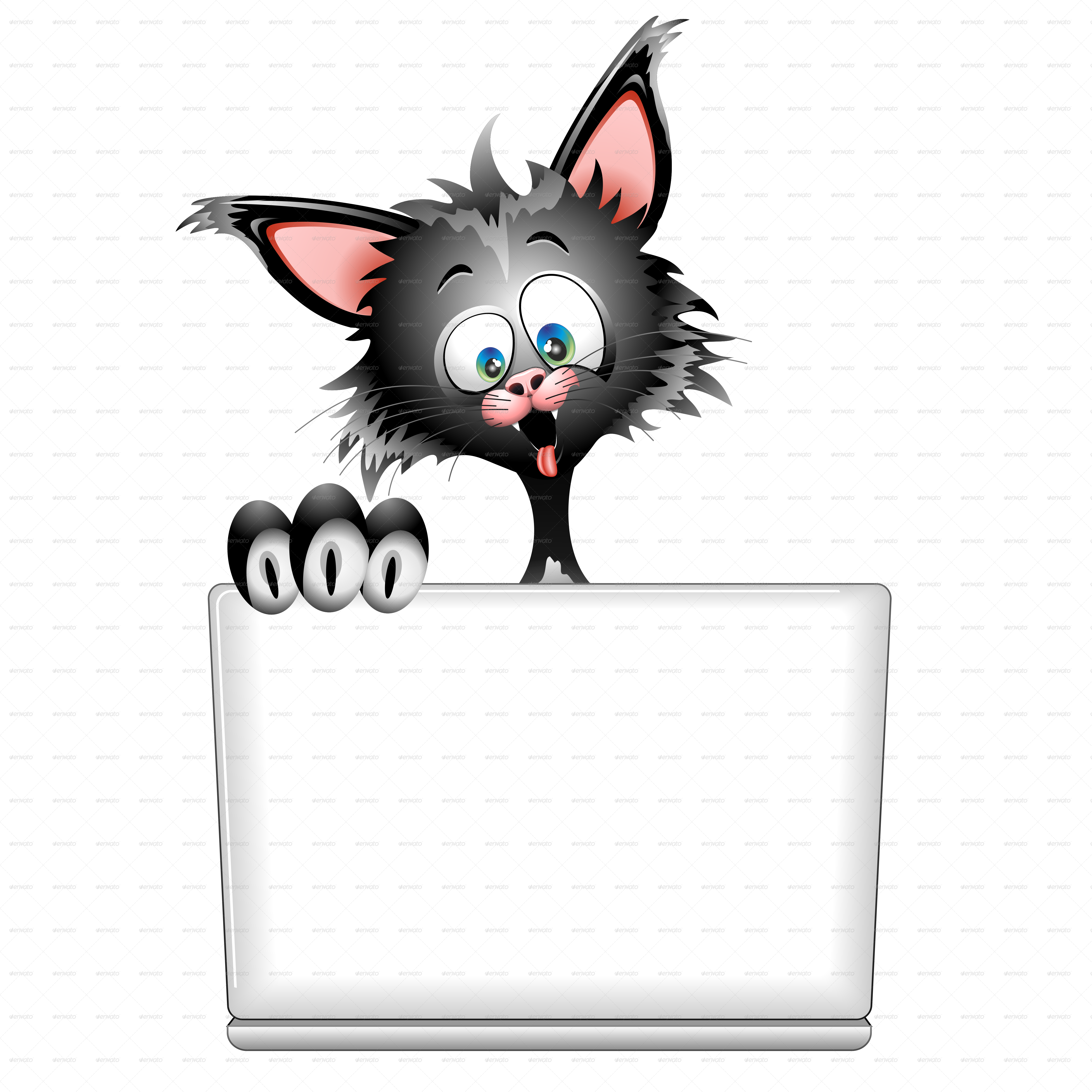 Verraste Spotprentkat loer oor Muurpapier