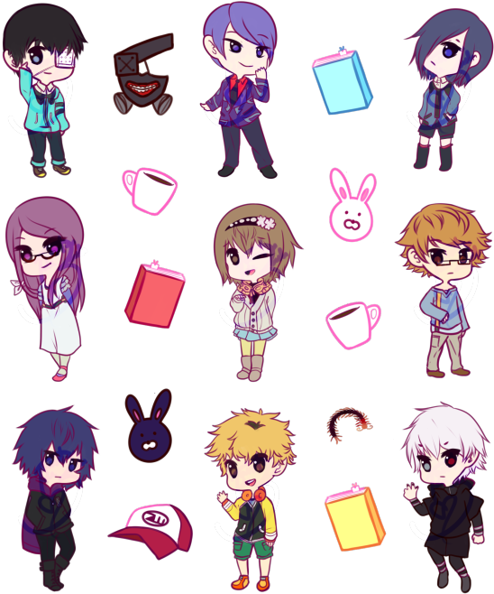 Versameling van Chibi-styl Karakters Muurpapier