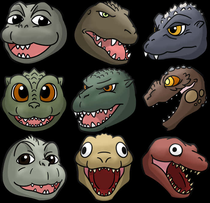 Versameling van Tekenprent Kaiju Koppe Muurpapier