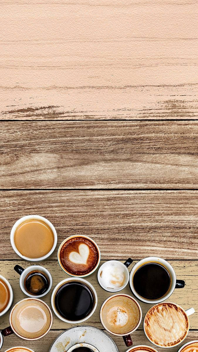 Verskillende Koppies Koffie Esteties Muurpapier