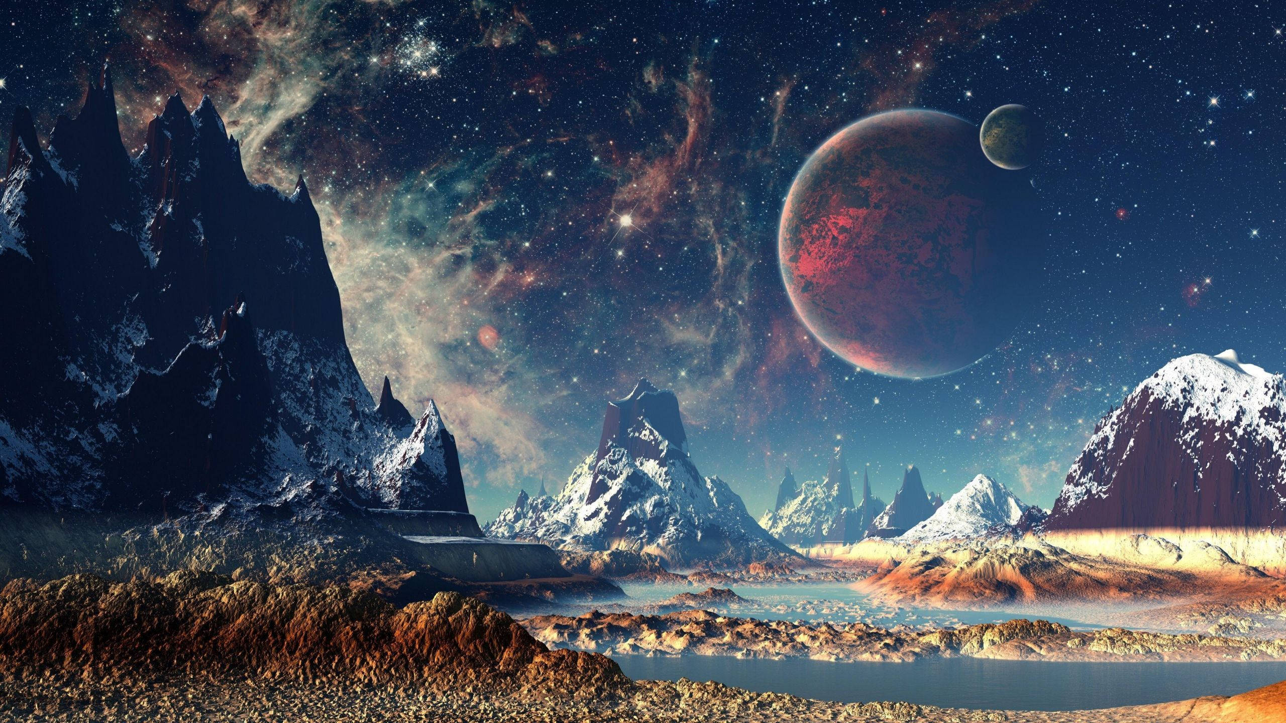 Verskillende Planeet in die Ruimte 2560x1440 Muurpapier