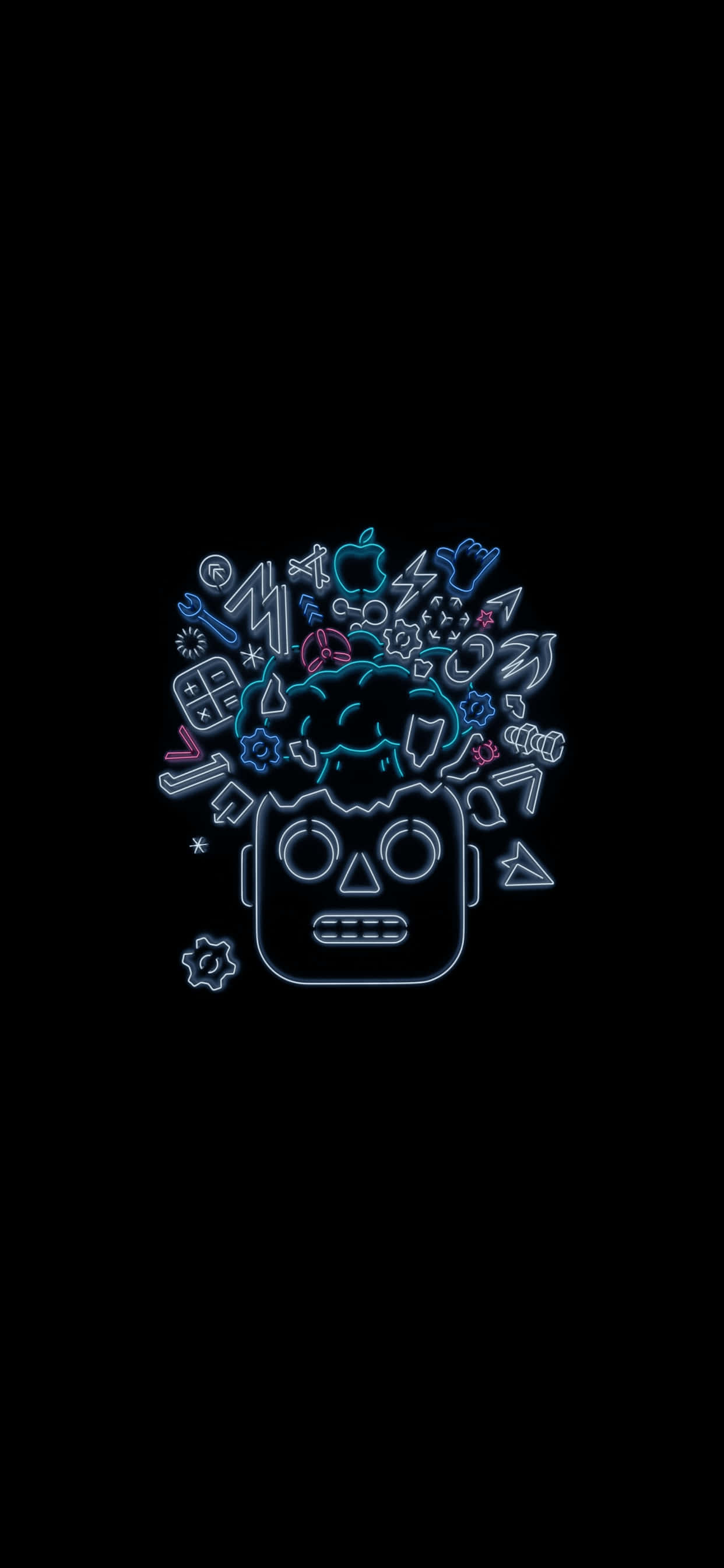 Ontplofbrein-robot Pixel 3 OLED-agtergrond Muurpapier