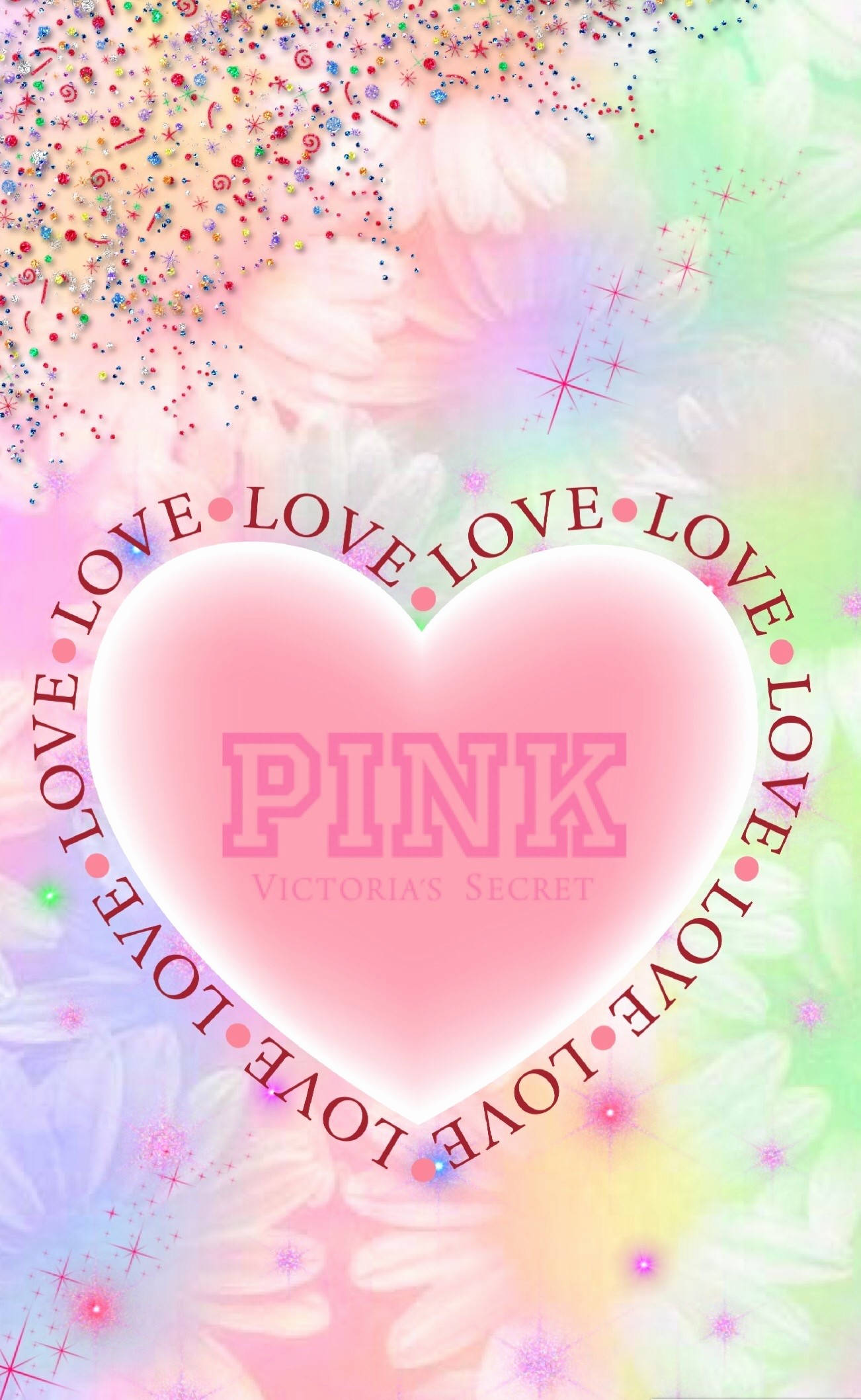 Victoria's Secret Hart Pienk Blom Muurpapier