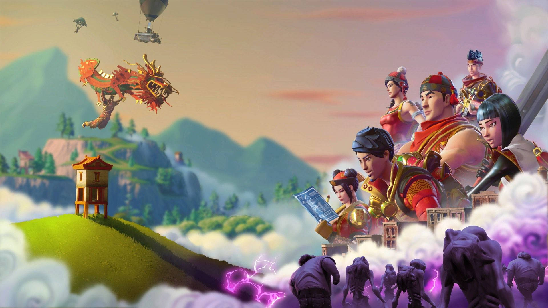 'n Chinese Nuwejaar temaposter van Fortnite HD-muurpapier.
