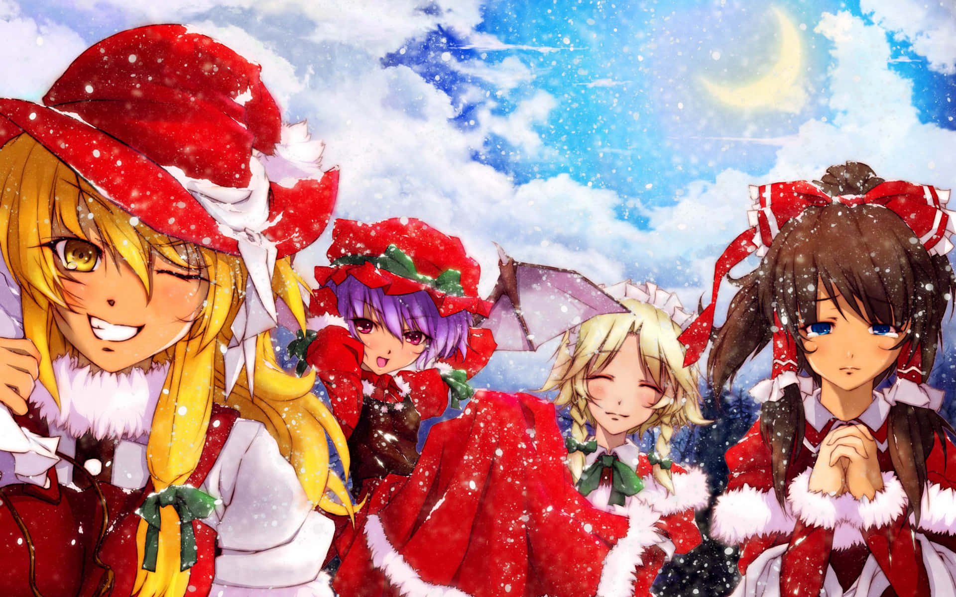 Vier die feestyd met hierdie feestelike Anime Kersfees-agtergrond! Muurpapier