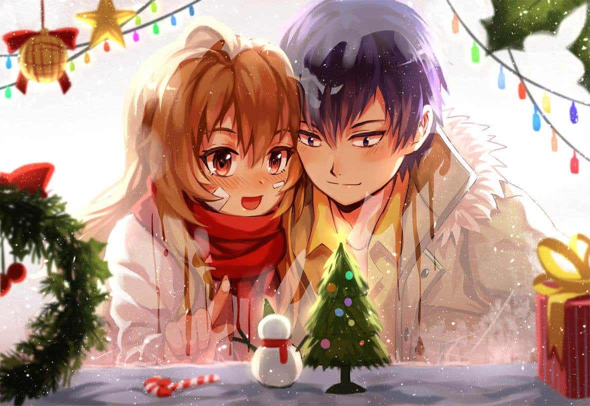 Vier die Kersseisoen en jou liefde vir anime! Muurpapier