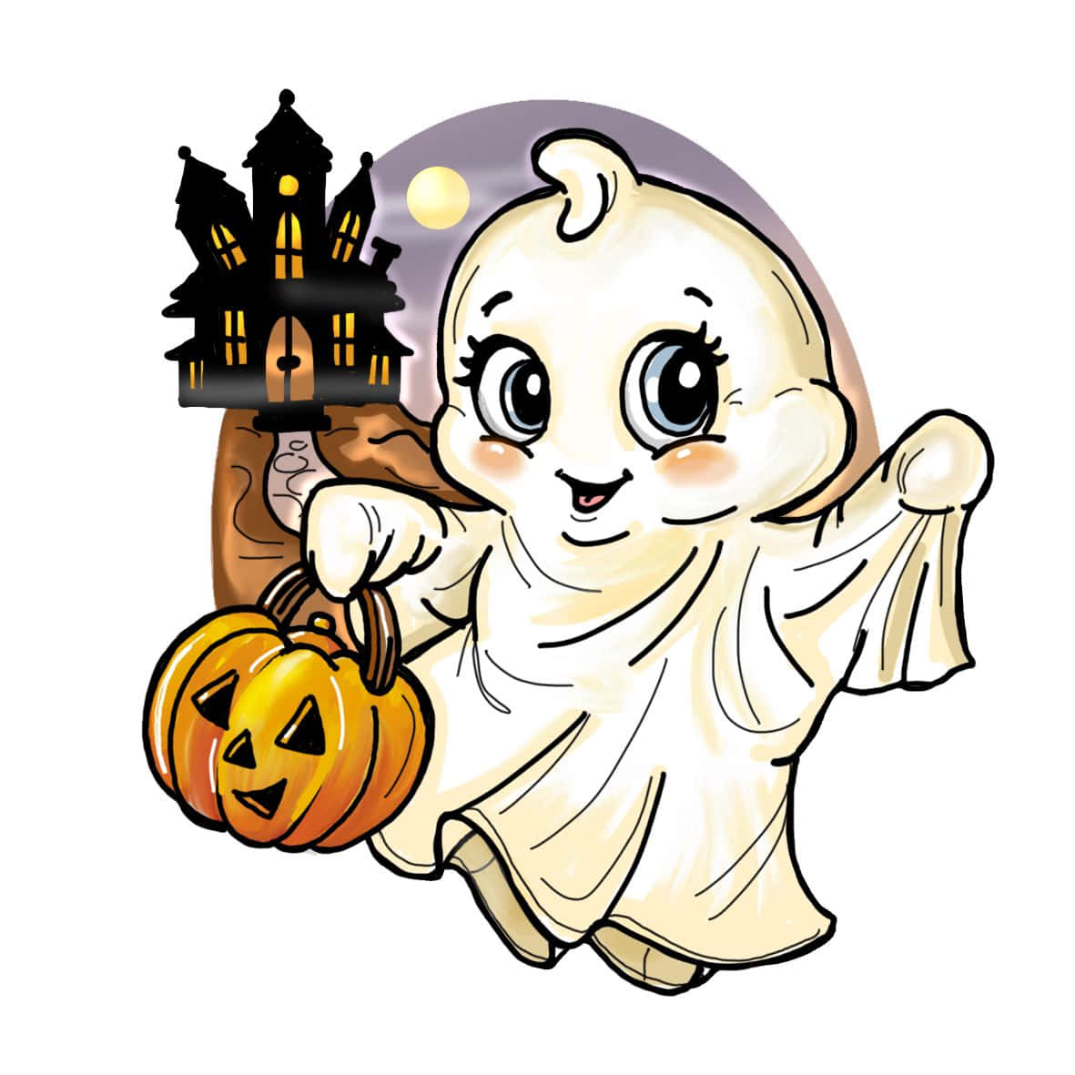 Vier Halloween met oulike spotprentmonsters Muurpapier
