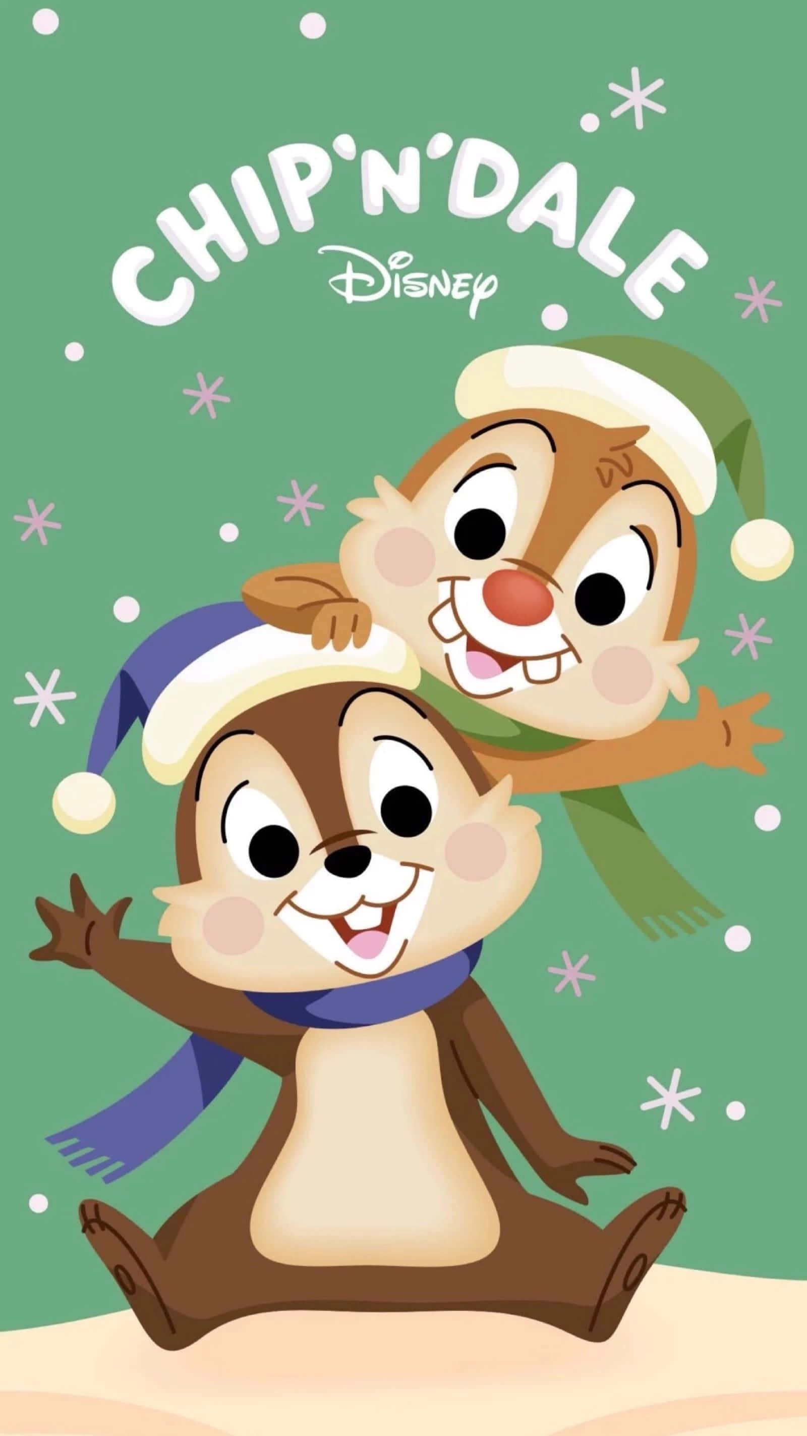 Vier Kersfees met geliefde Disney-karakters! Muurpapier