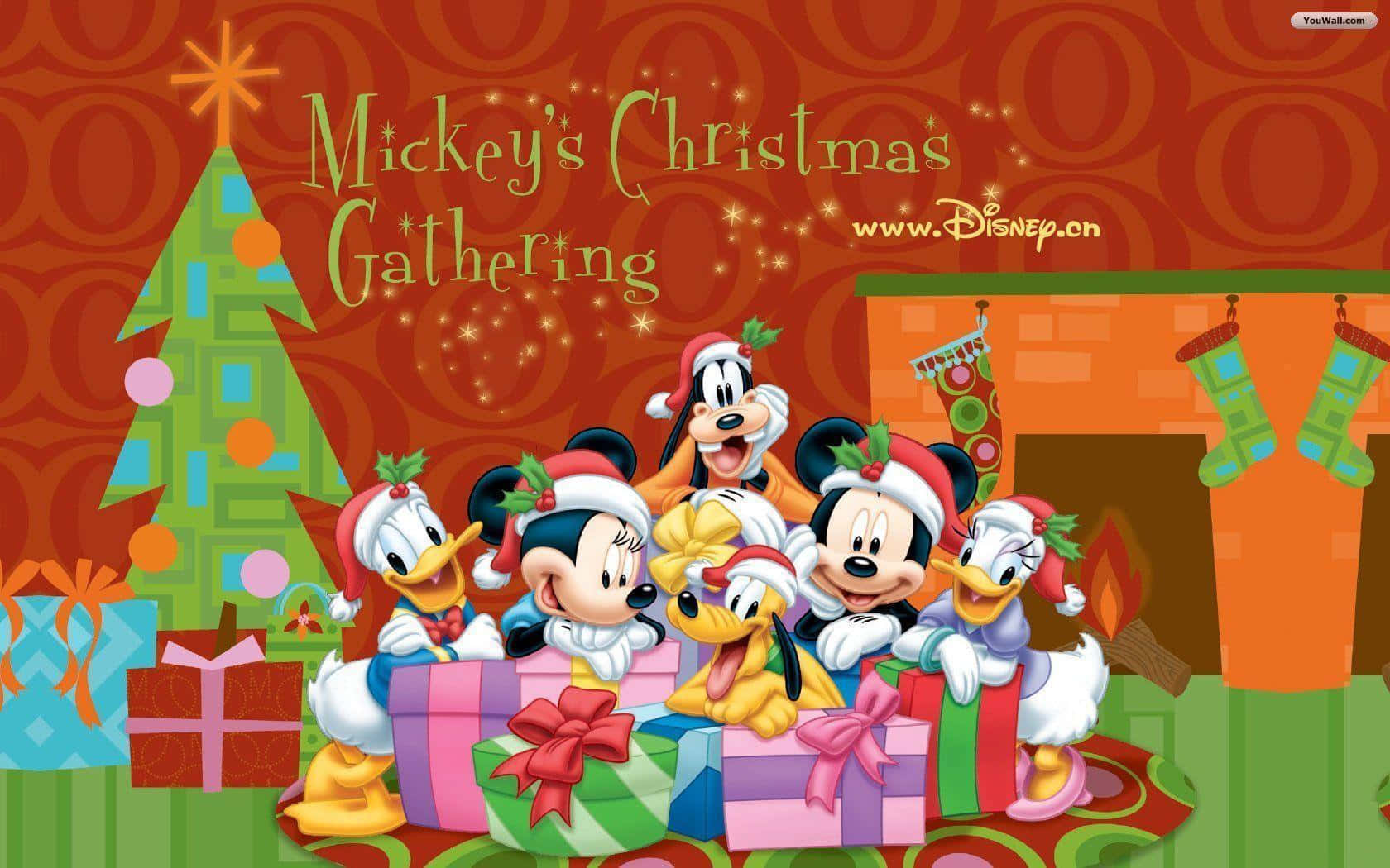 Vier Kersfees saam met jou gunsteling Disney-karakters! Muurpapier