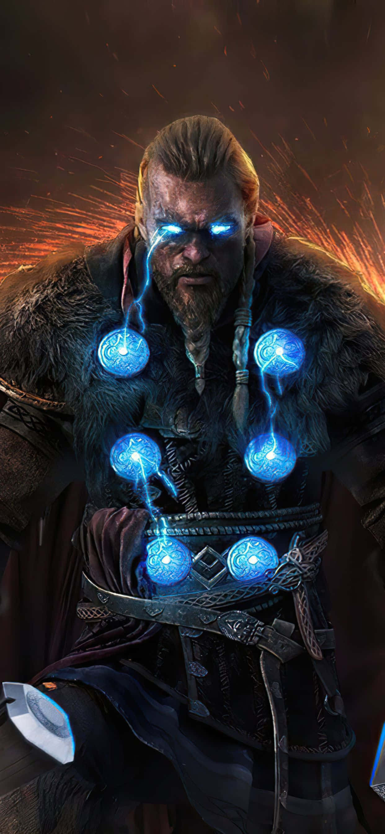 Viking Eivor Kuns iPhone Xs Max Assassin's Creed Valhalla Agtergrond Muurpapier