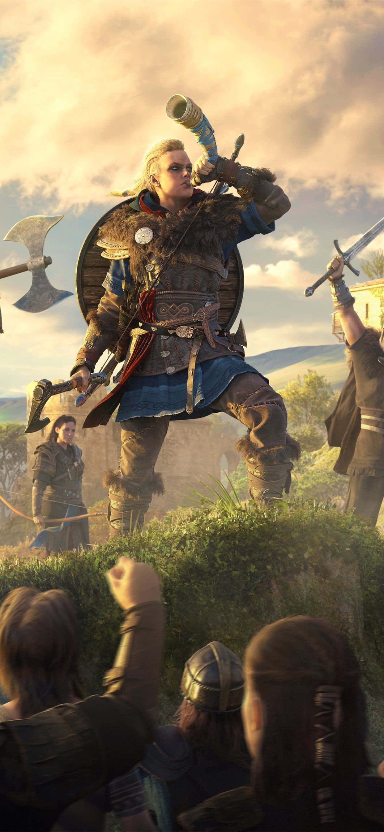 Vikings Gjallarhorn iPhone Xs Max Assassin's Creed Valhalla Agtergrond Muurpapier