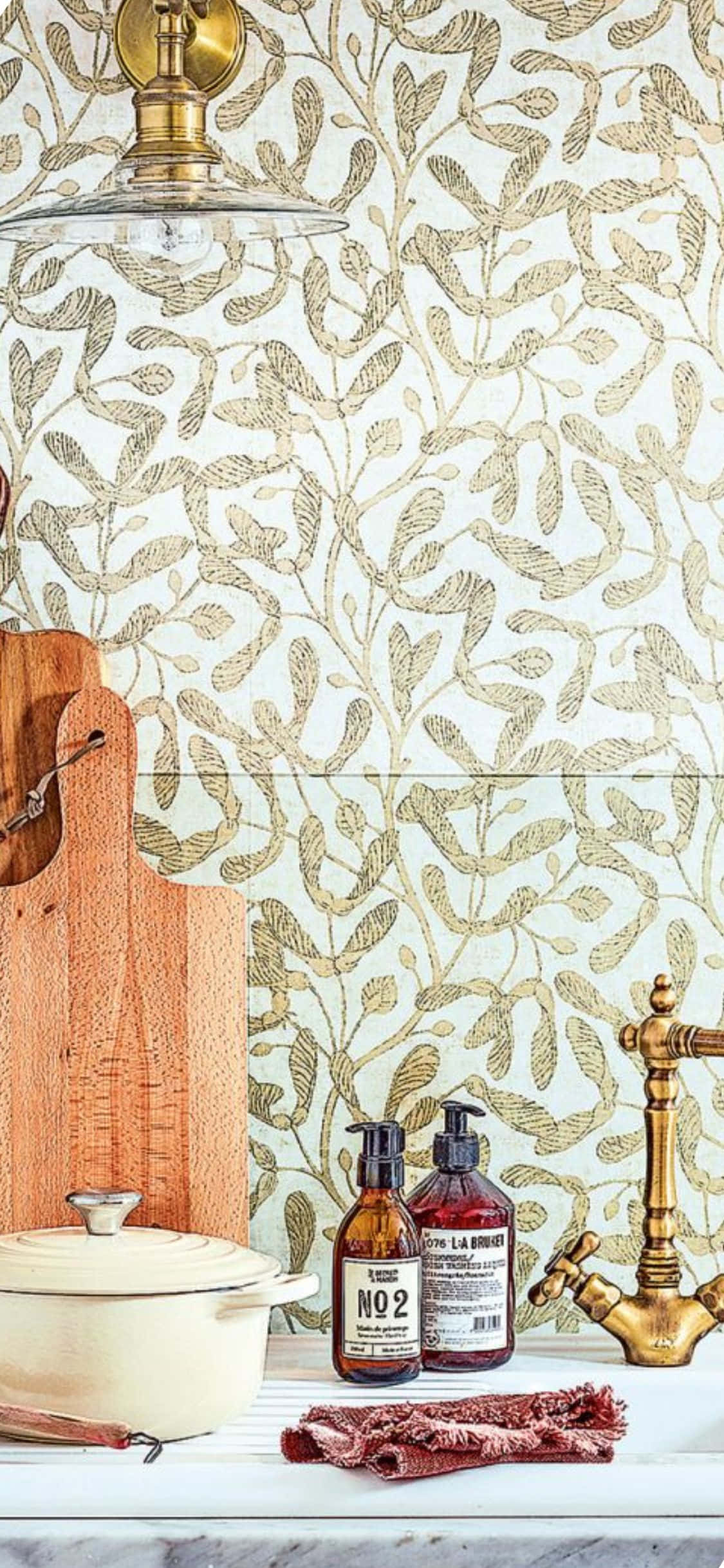 Vintage Blaaragtige iPhone X Kombuis Agtergrond Muurpapier