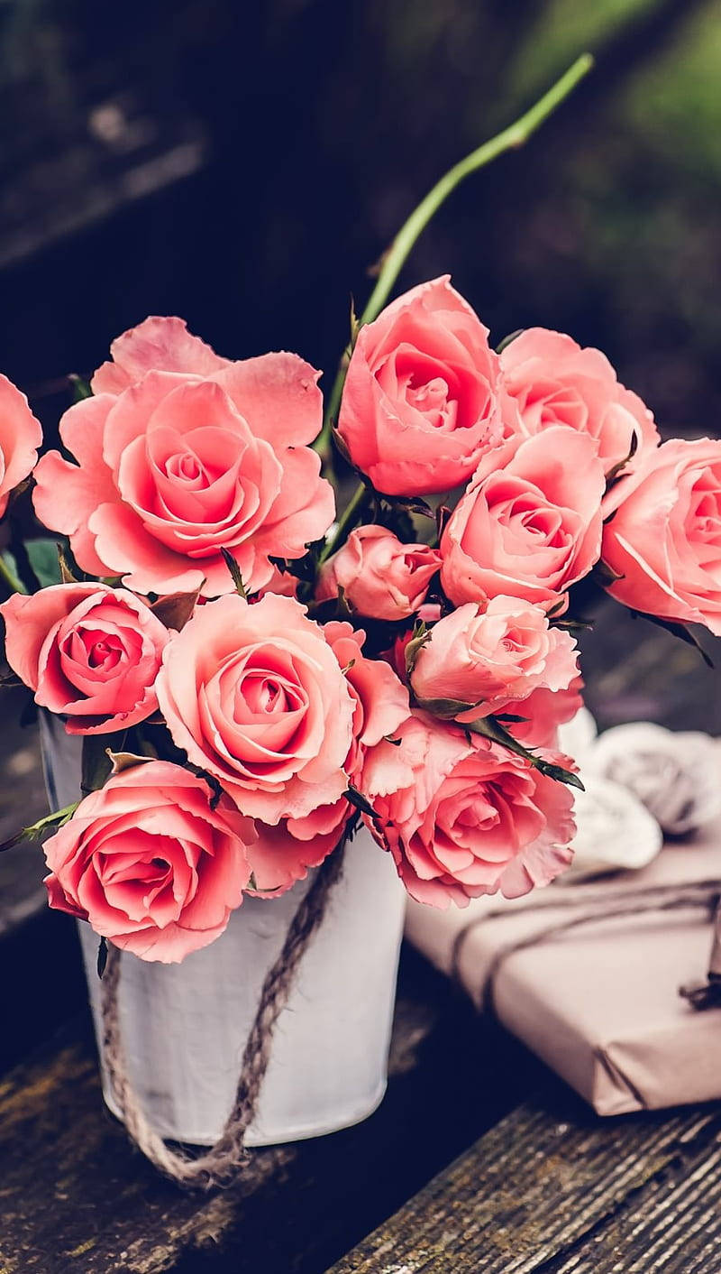 Vintage Blomme Estetiek Pienk Rose Muurpapier