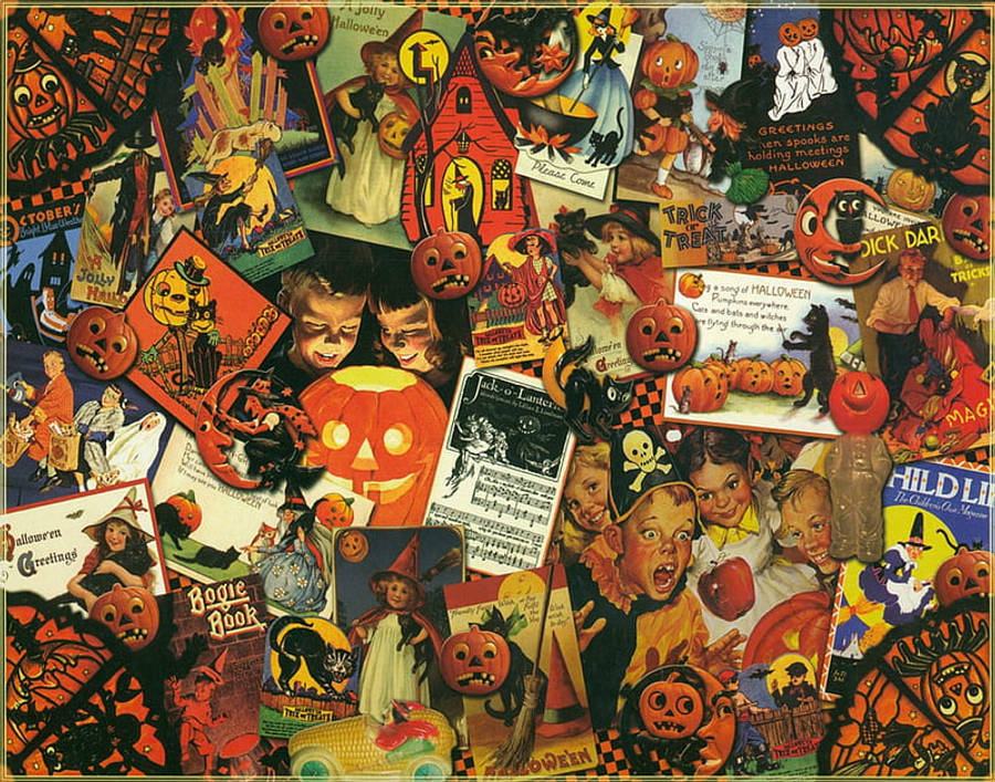 Vintage Halloween-plakkaat Muurpapier