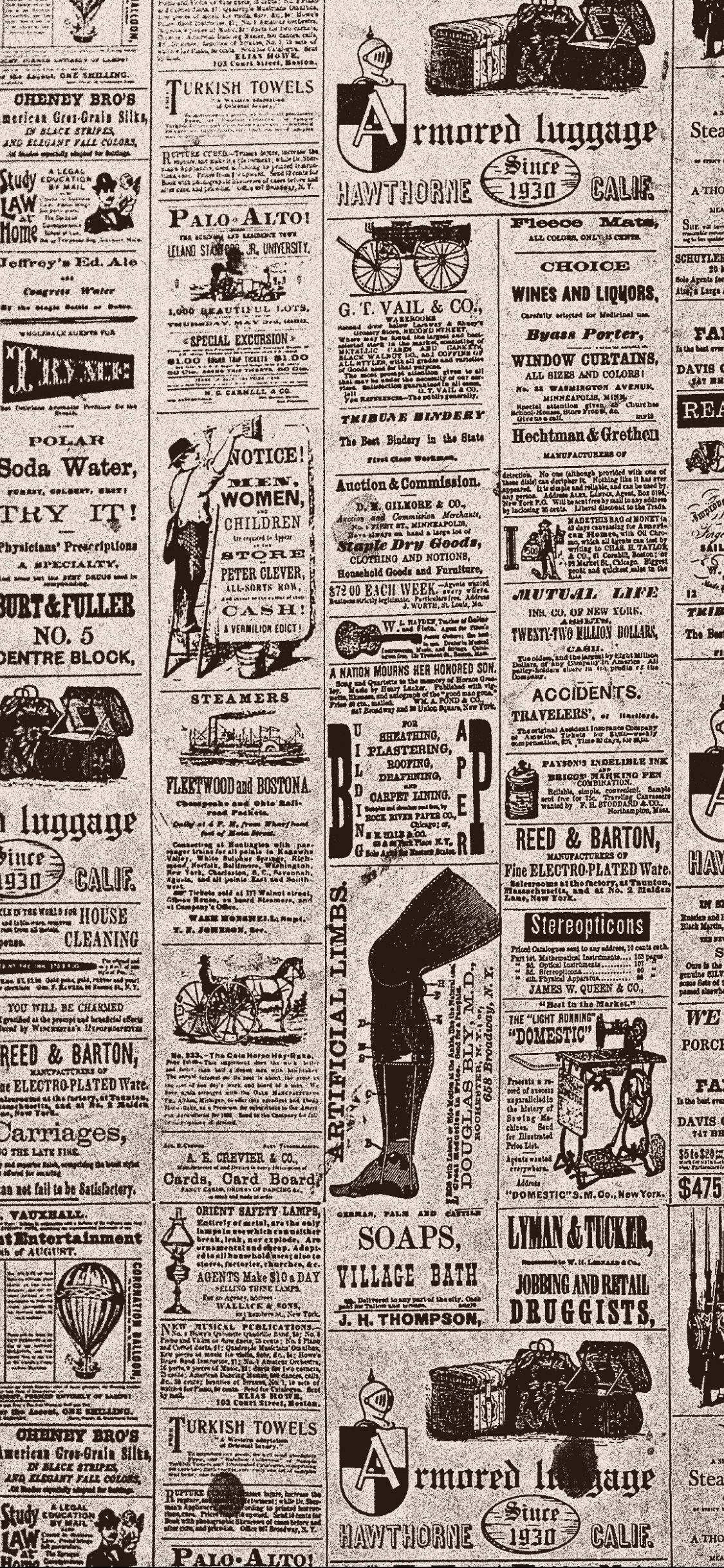 Vintage Koerant Estetika wat Antieke Advertensies uitstal Muurpapier