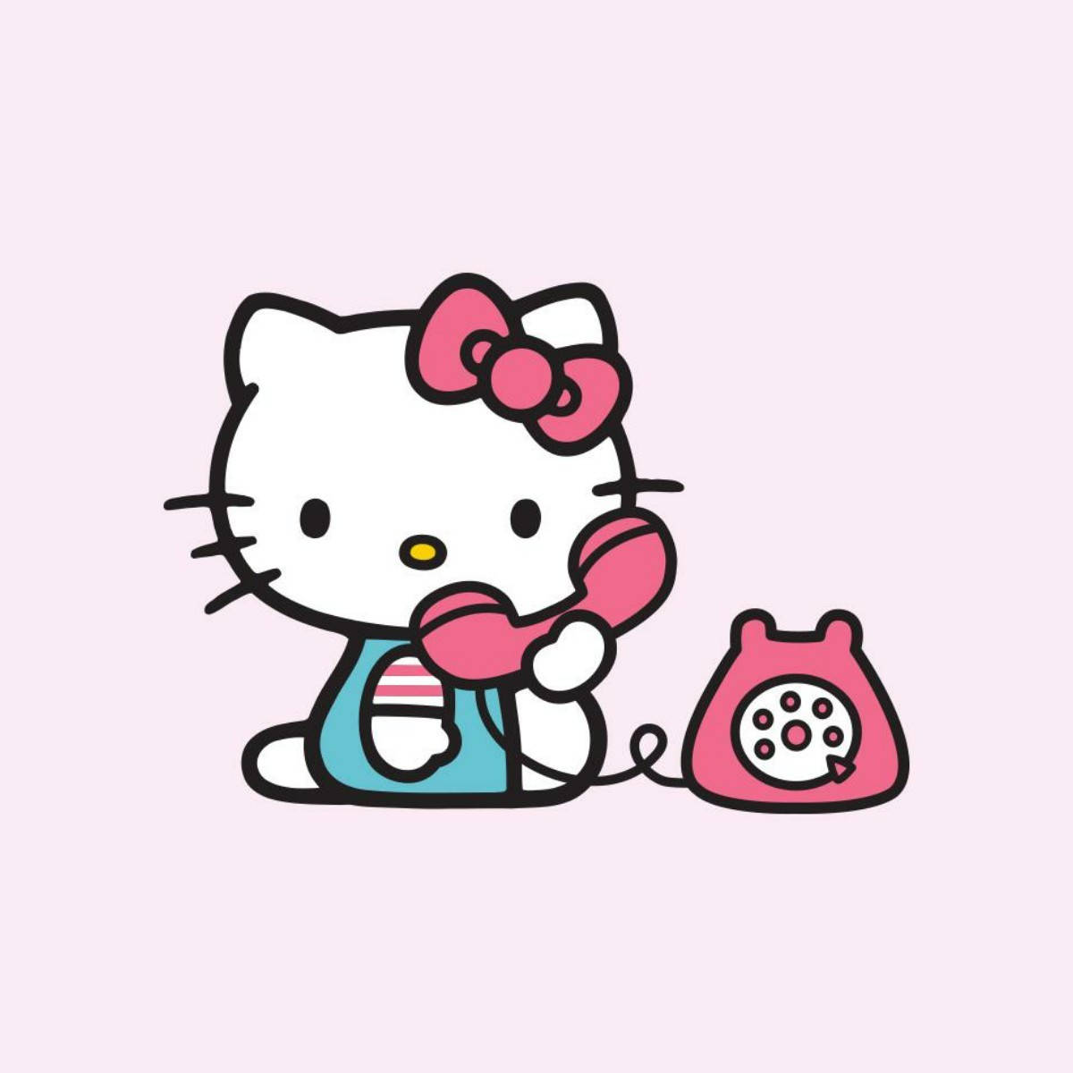 Vintage Telefoon en Hello Kitty PFP Muurpapier