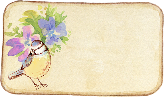 Vintage Voël- en Blomwaterverfraam Muurpapier
