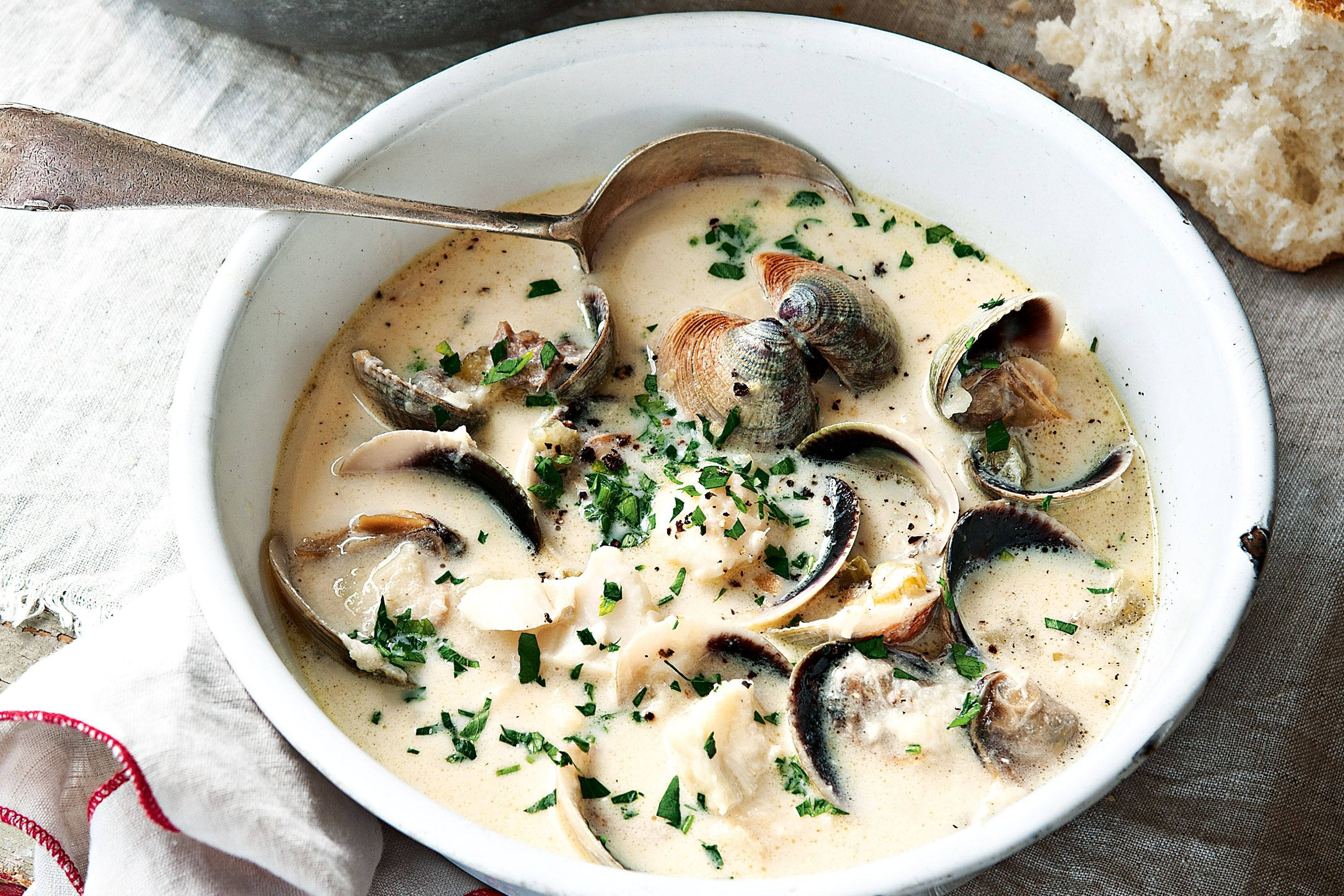 Vis En Clam Chowder Muurpapier