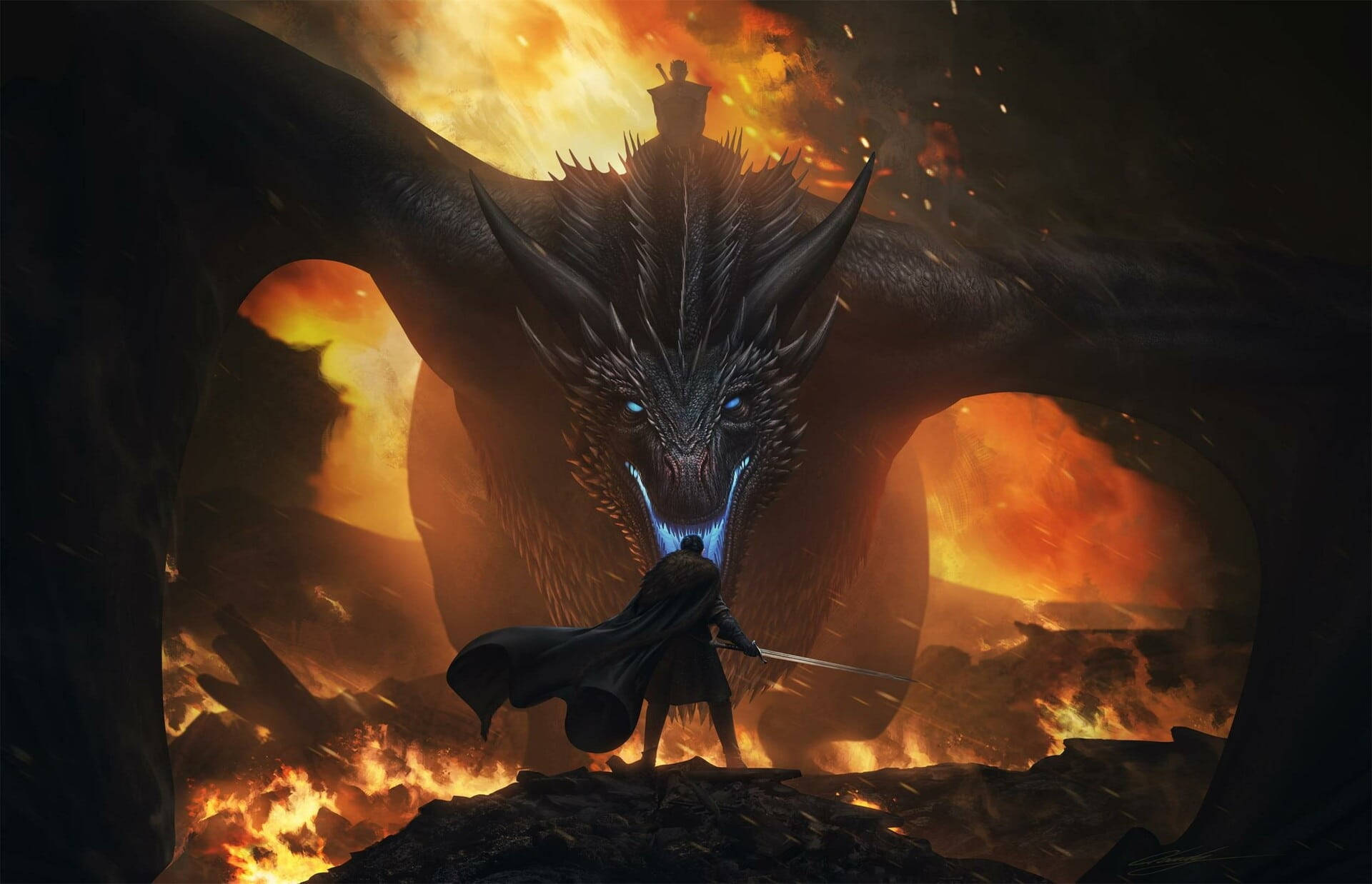 Viserion veg teen Jon Snow Game of Thrones Muurpapier