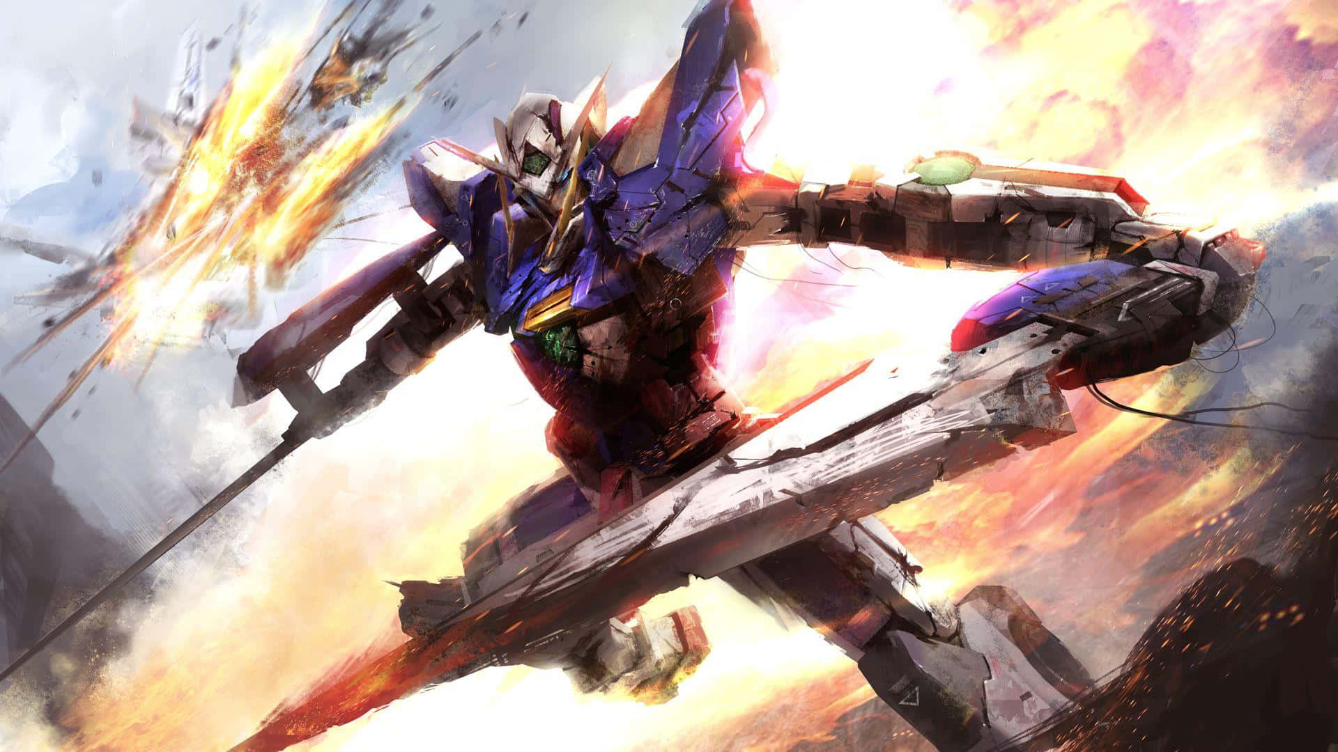 Vlieënde Gundam Lessenaar Muurpapier