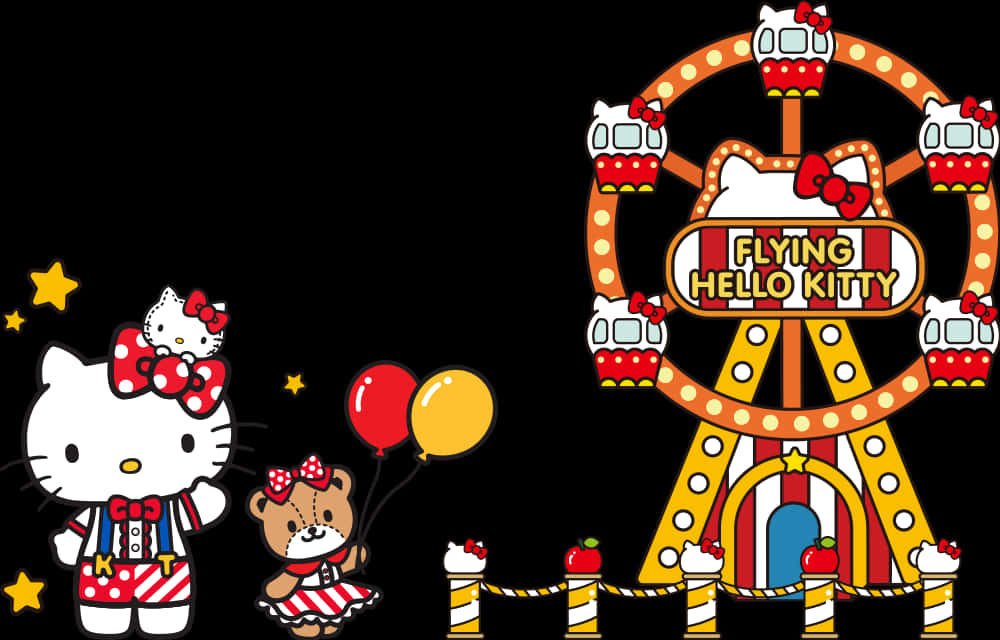 Vlieënde Hello Kitty Karnaval Tema Muurpapier