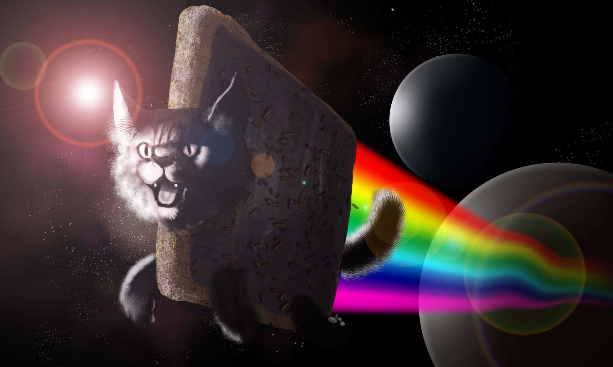 Vlieënde Nyan Cat Meme Skootrekenaar Muurpapier