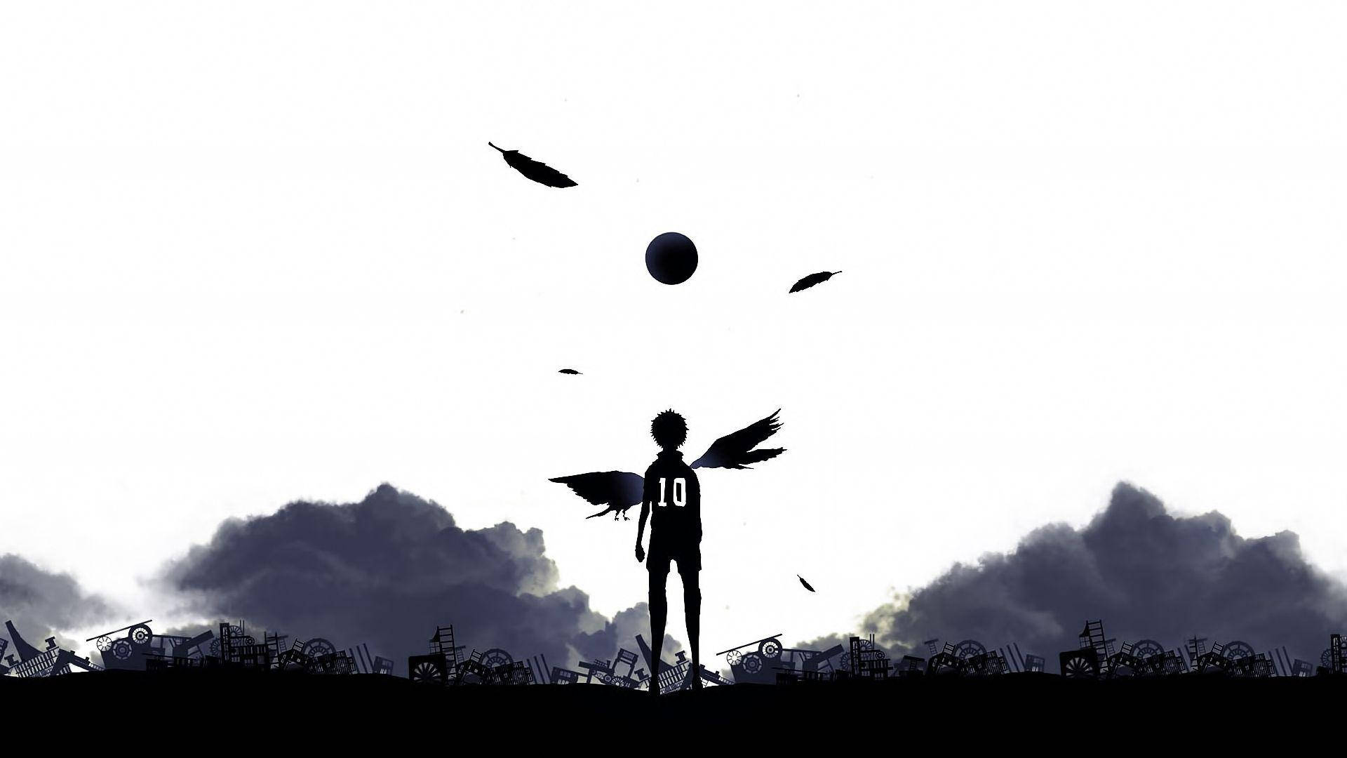 Vlieg Hoog Hinata Haikyuu Lessenaar Muurpapier