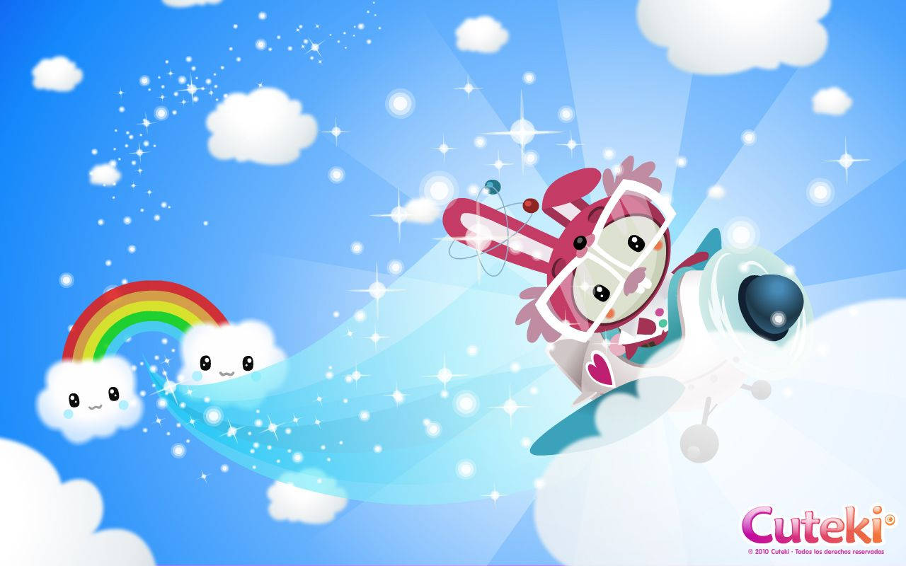 Oulike kawaii dier vlieënier foto voorblad agtergrond.