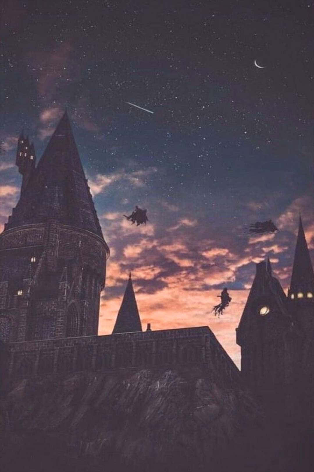 Vlieg Weg na Hogwarts Muurpapier