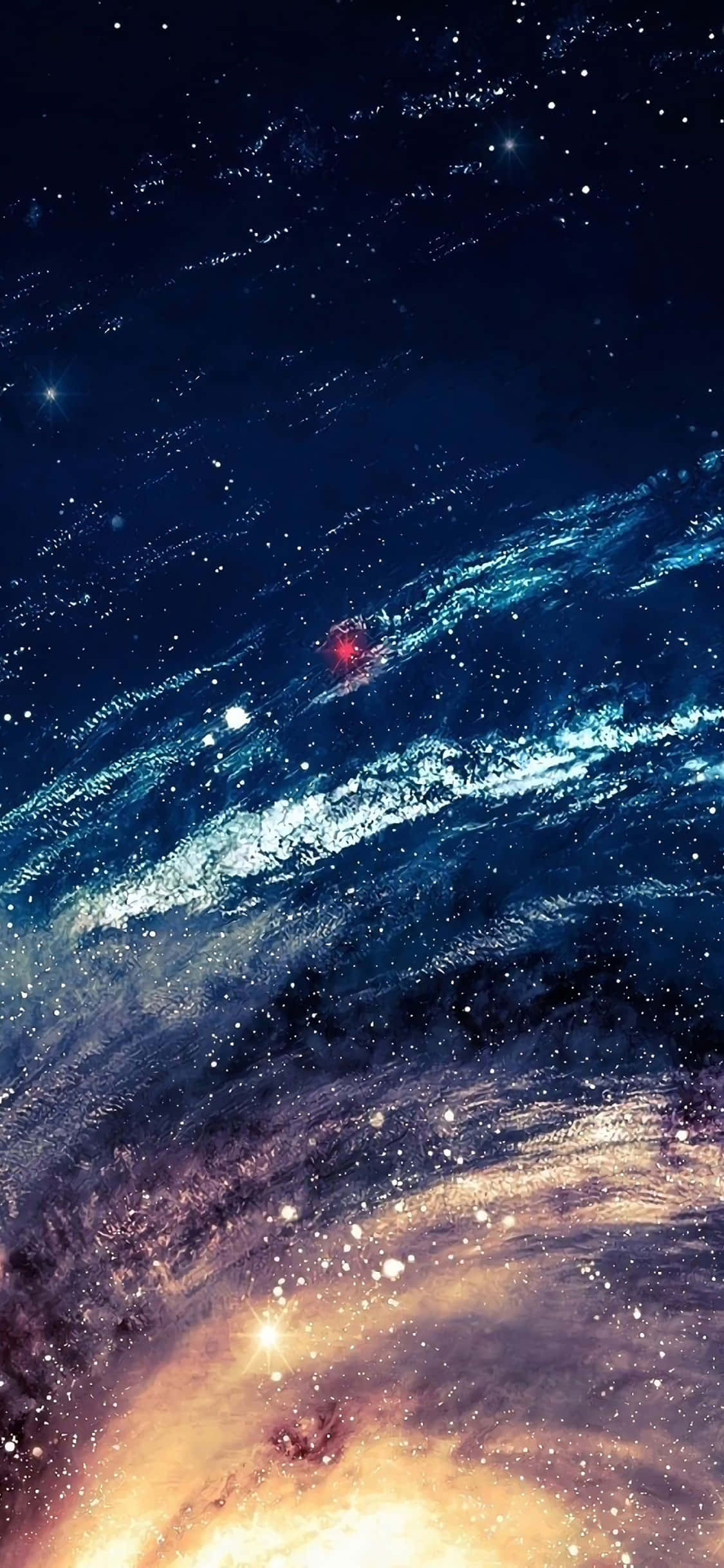 Voel die krag van die sterrestelsel in jou hande met die Blou Galaxy iPhone. Muurpapier