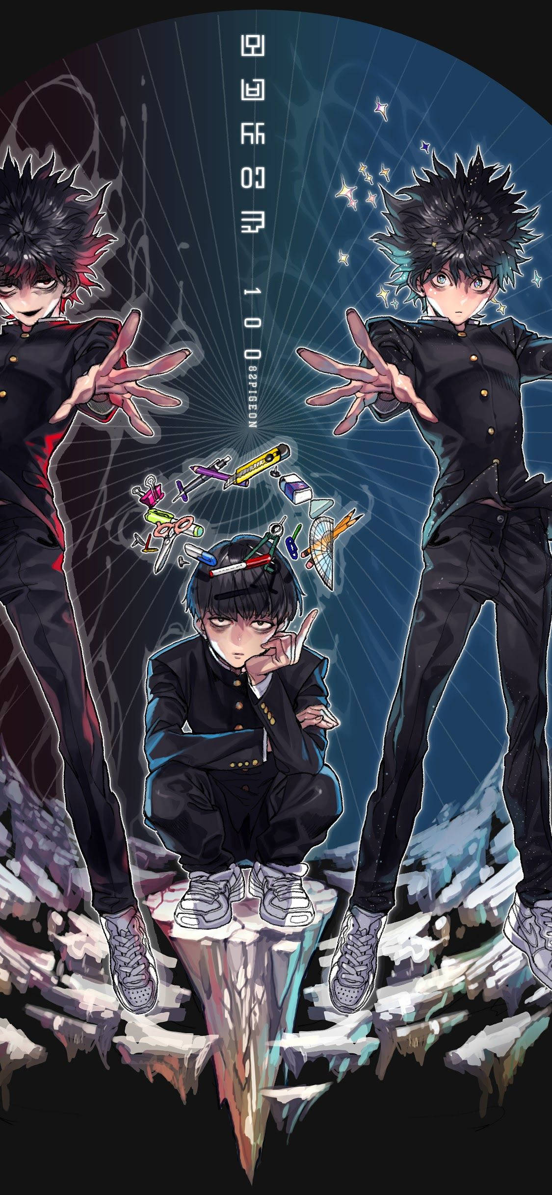 Volg Shigeo Kageyama op sy reis in Mob Psycho 100 Muurpapier