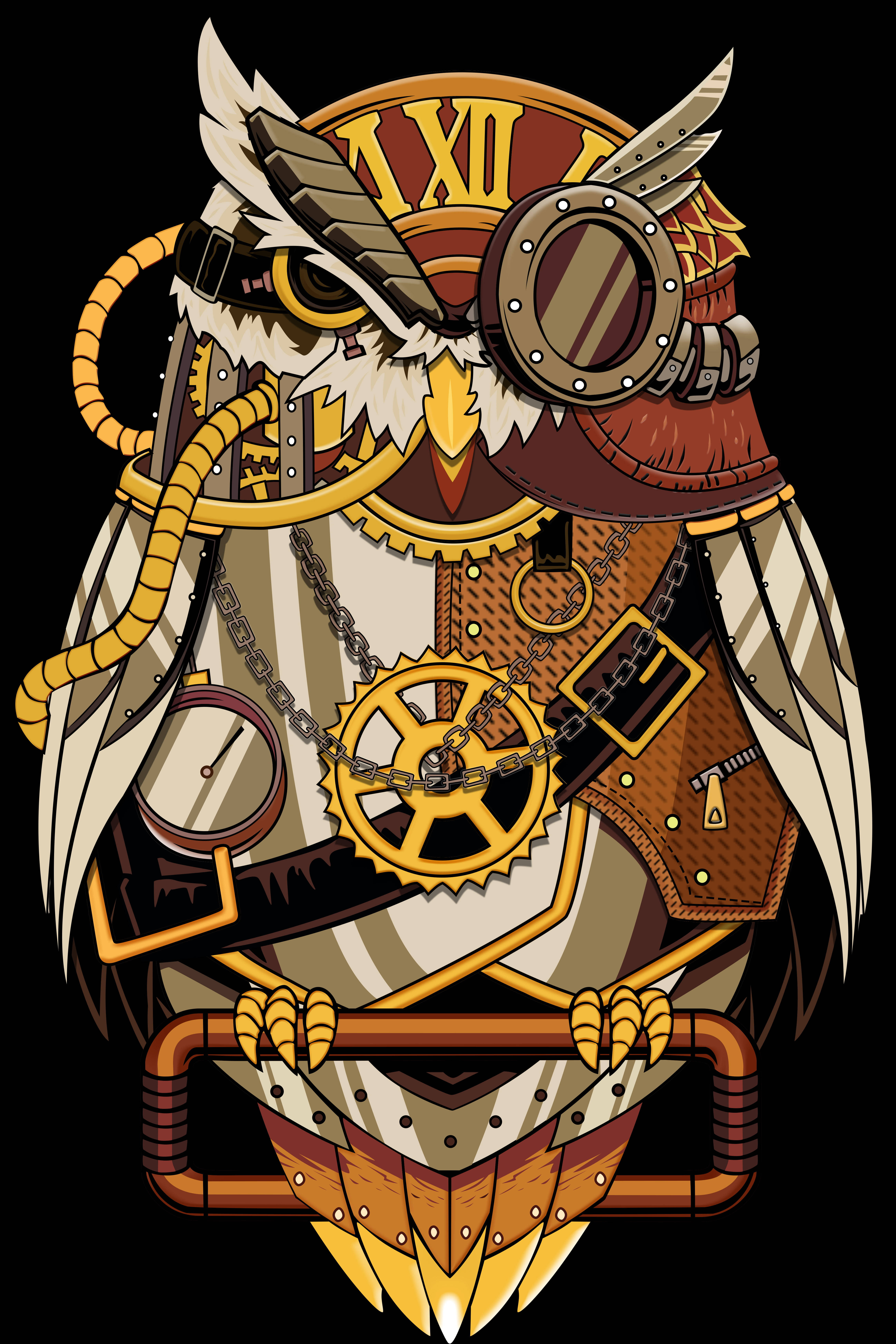 Volle 4K Steampunk Uil Muurpapier