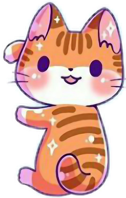 Vonkelende Gestreepte Kawaii Kat.PNG Muurpapier