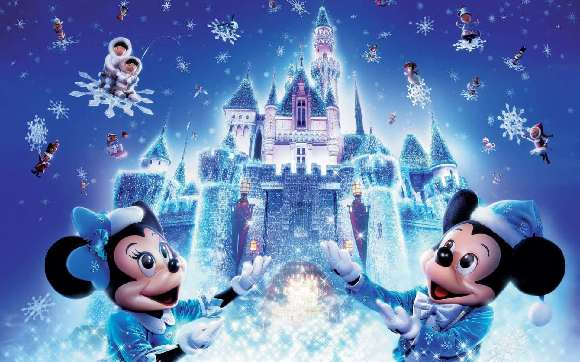 Vreugdevolle herinneringe met Sneeuwitjie, tydens 'n Disney-Kersfees Muurpapier