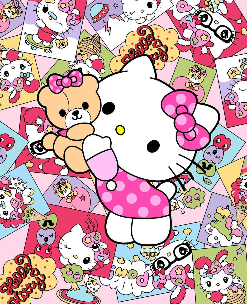 Vrolike Sanrio-karakters Vier Vreugde Muurpapier