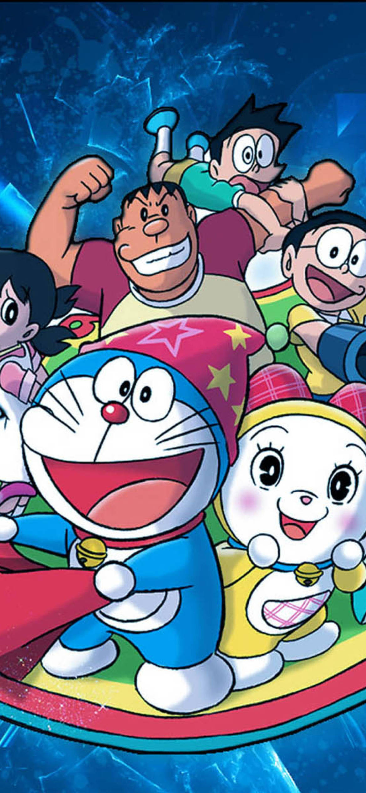 Vrolike Vriende en Doraemon iPhone Muurpapier