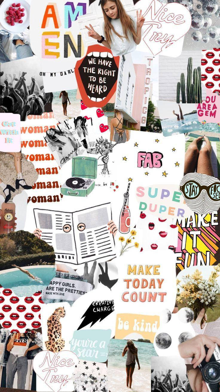 Vrou Estetiese Collage Muurpapier