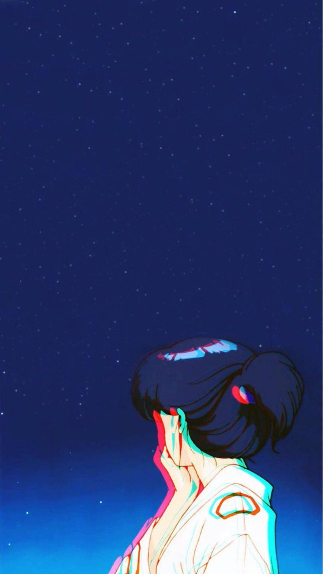 Vrou in Kimono Retro Anime Estetika Muurpapier