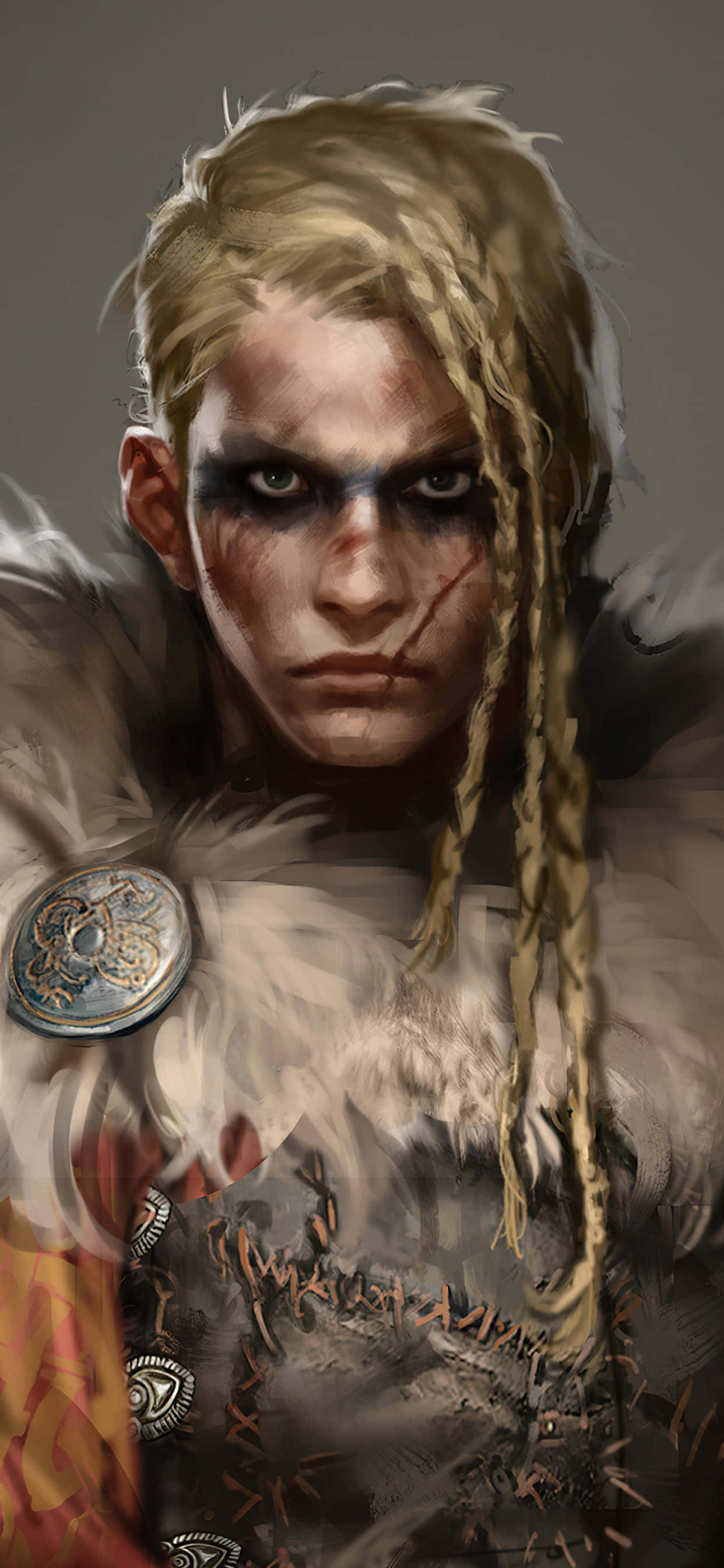Vroulike Viking Eivor Agtergrond vir iPhone Xs Max Assassin's Creed Valhalla Muurpapier