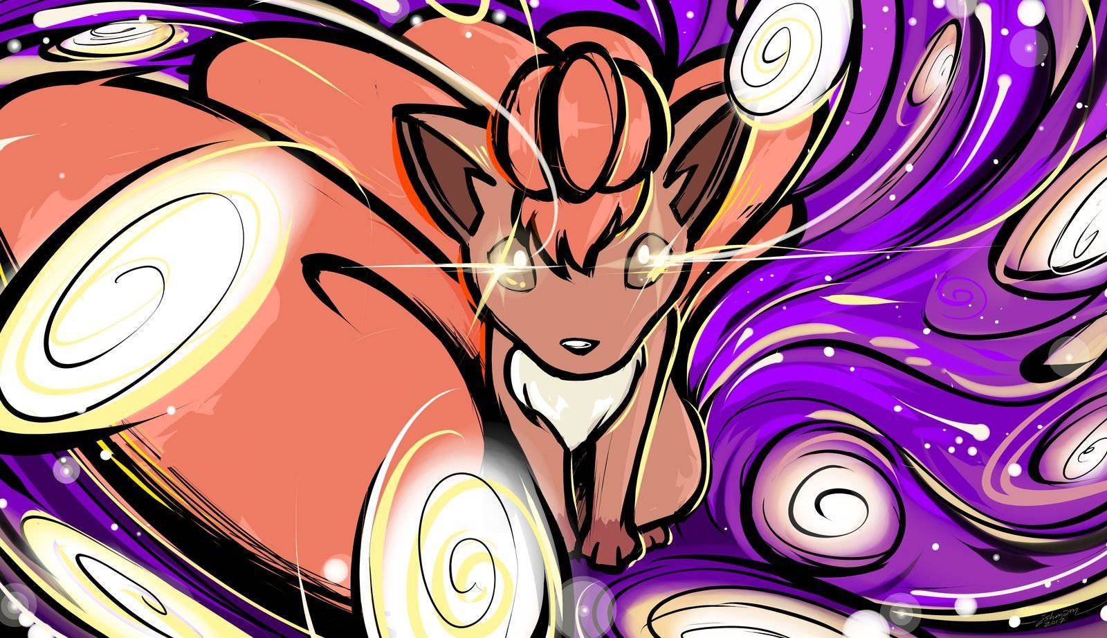 Vulpix in 'n Spiraal Agtergrond Muurpapier