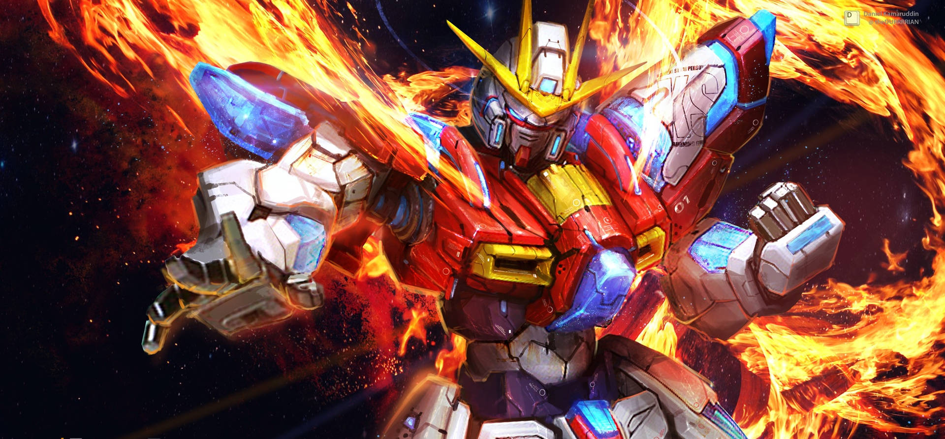 Vurige Agtergrond van Mobile Suit Gundam — Gundam GIF Muurpapier