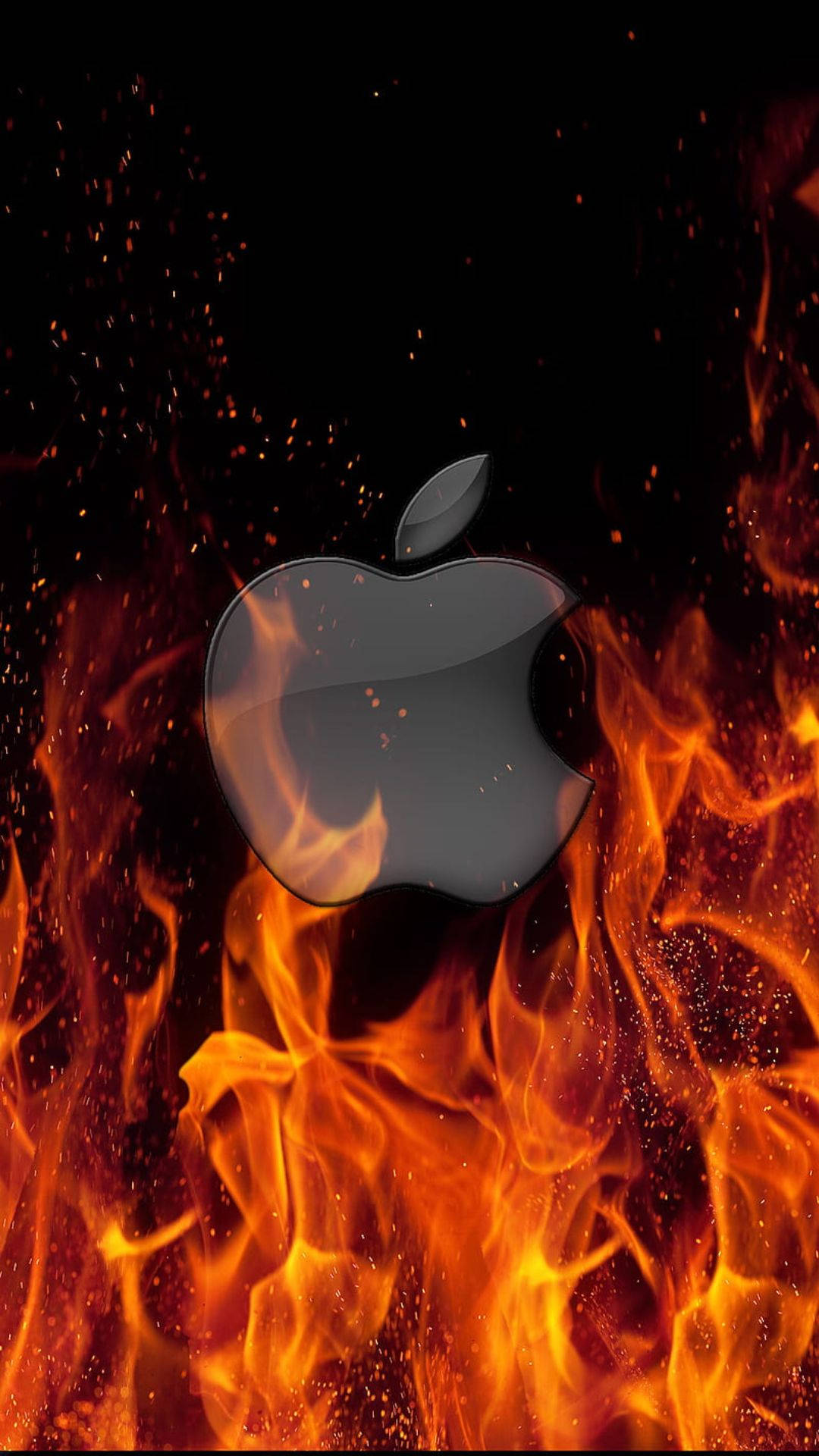 Vurige Apple Logo iPhone Muurpapier