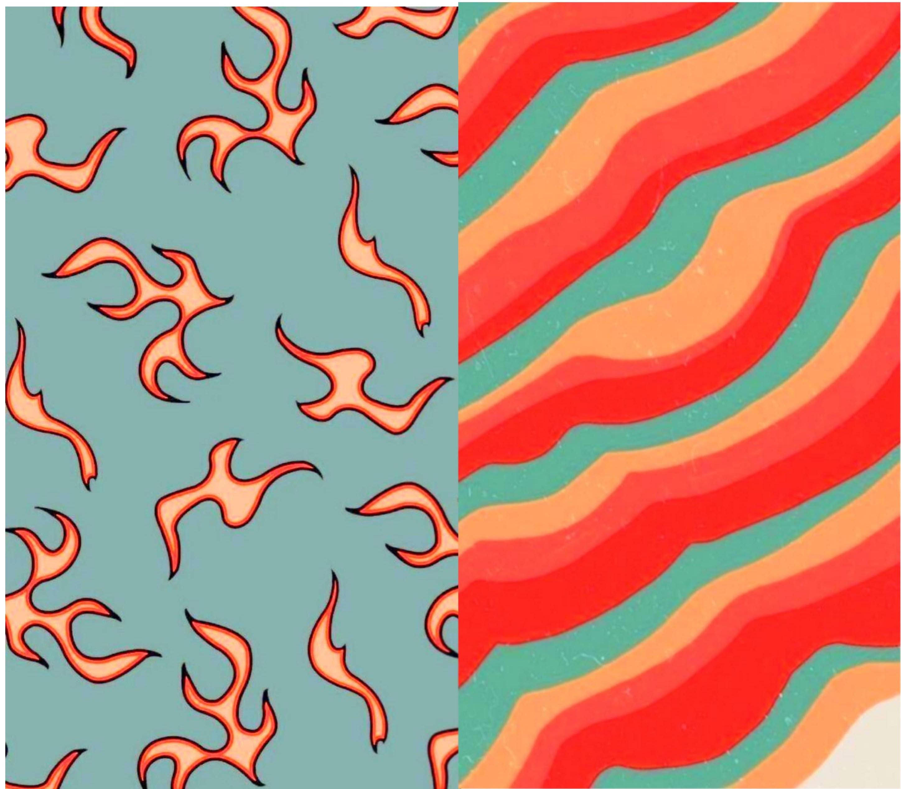 Vurige en Golwende Indie-estetika Muurpapier
