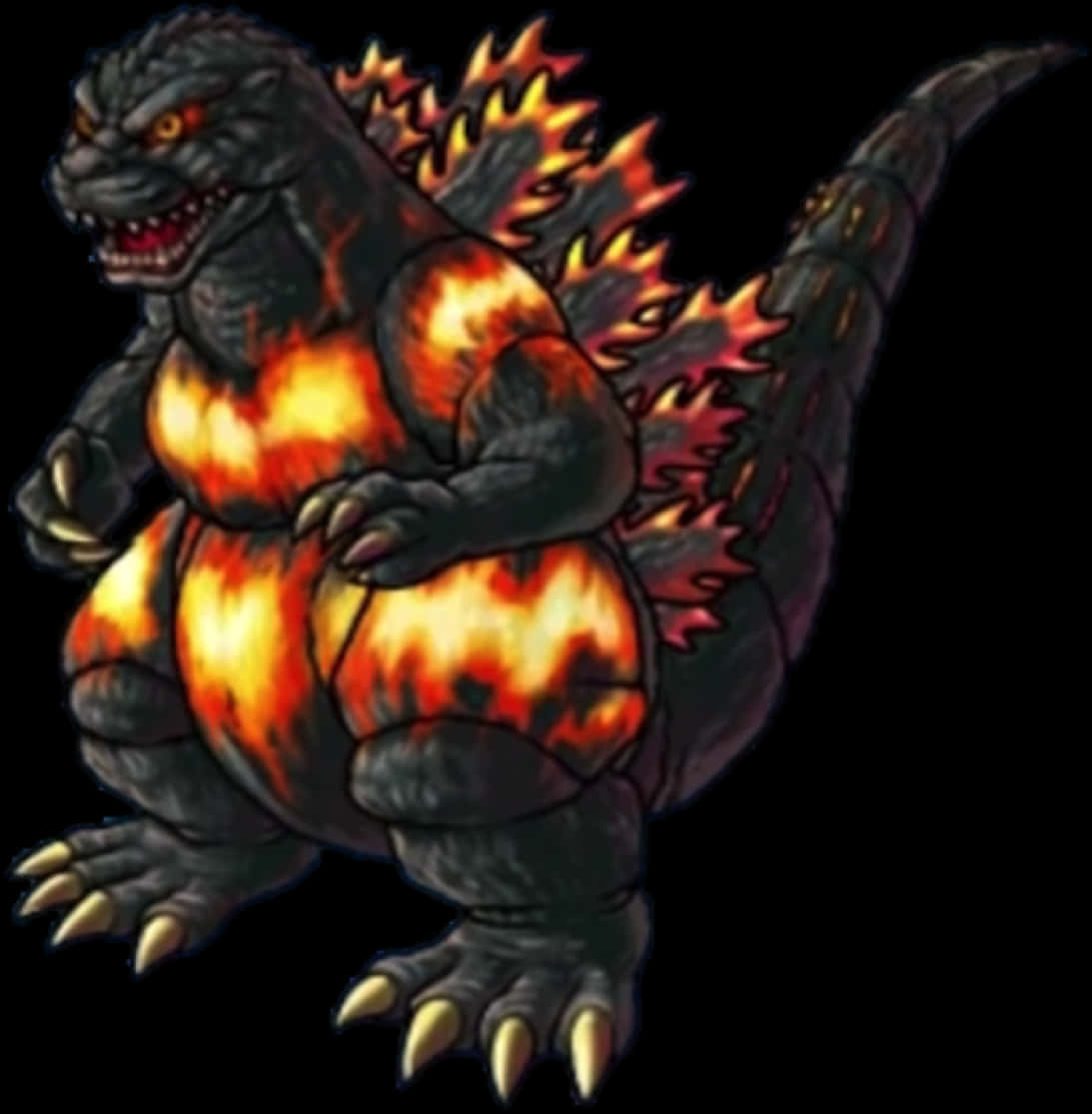 Vurige Godzilla-illustrasie Muurpapier