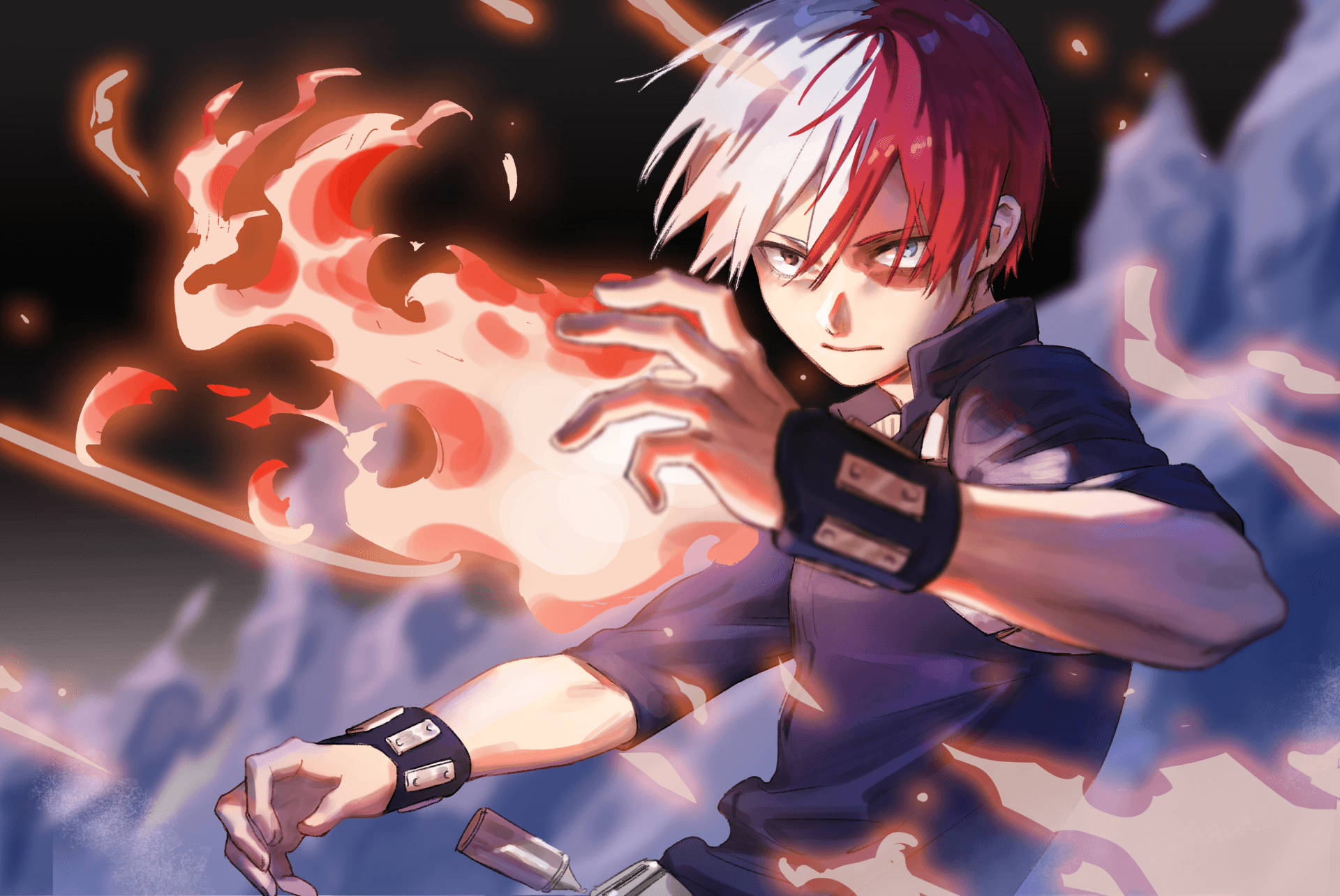 Vurige Hande van Oulike Todoroki Muurpapier