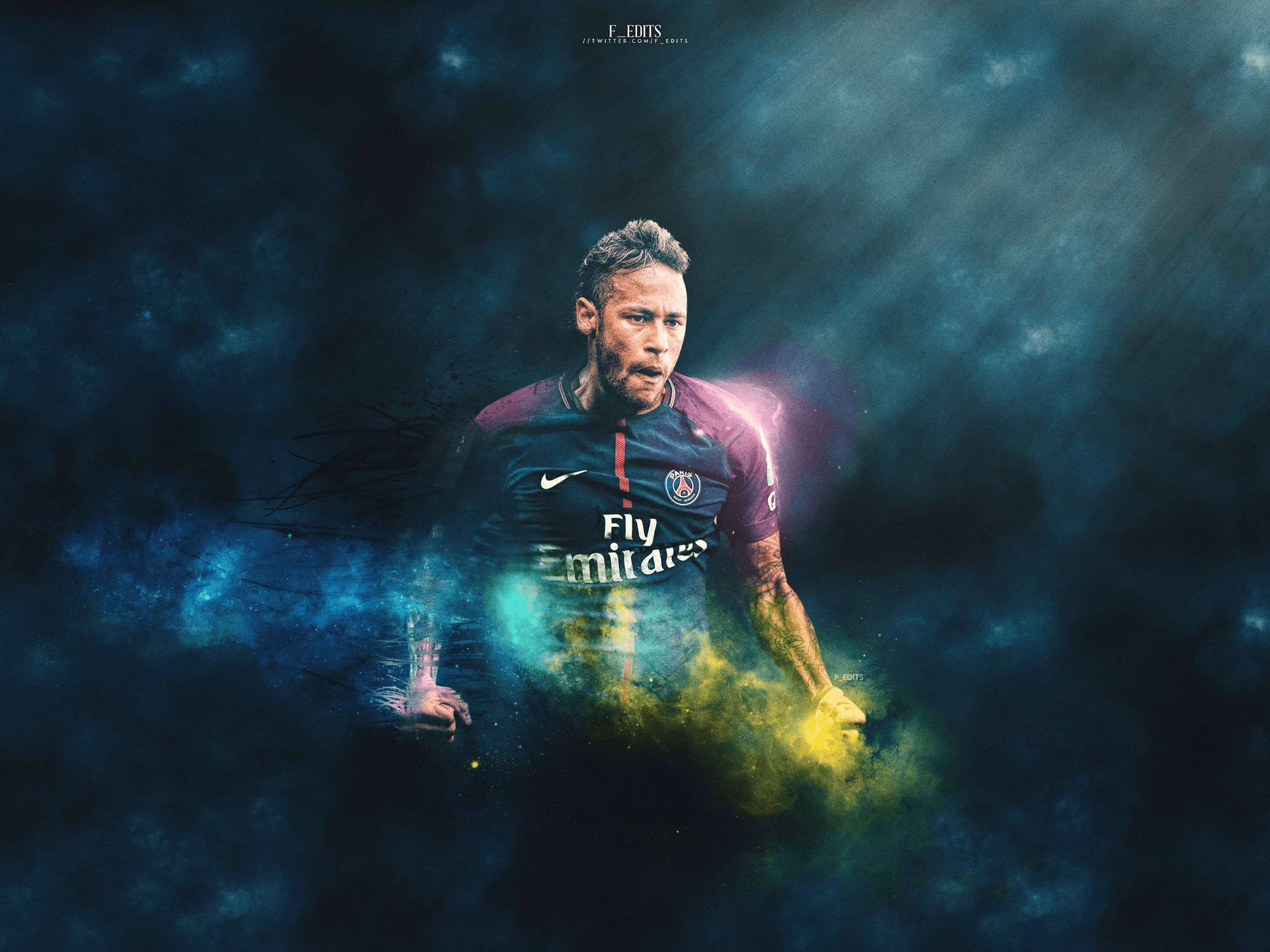 Vurige Neymar in Koel Fan-kuns-agtergrond.