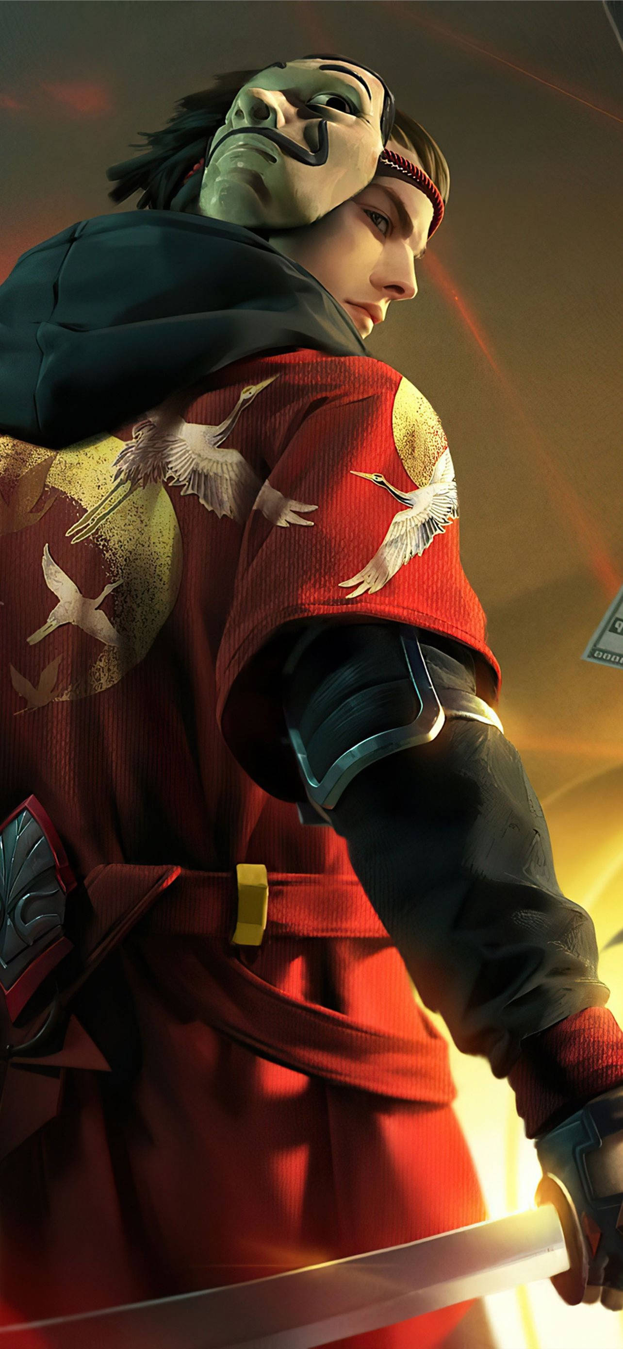 Vuurvrye Seisoen 1 met Money Heist-masker Muurpapier