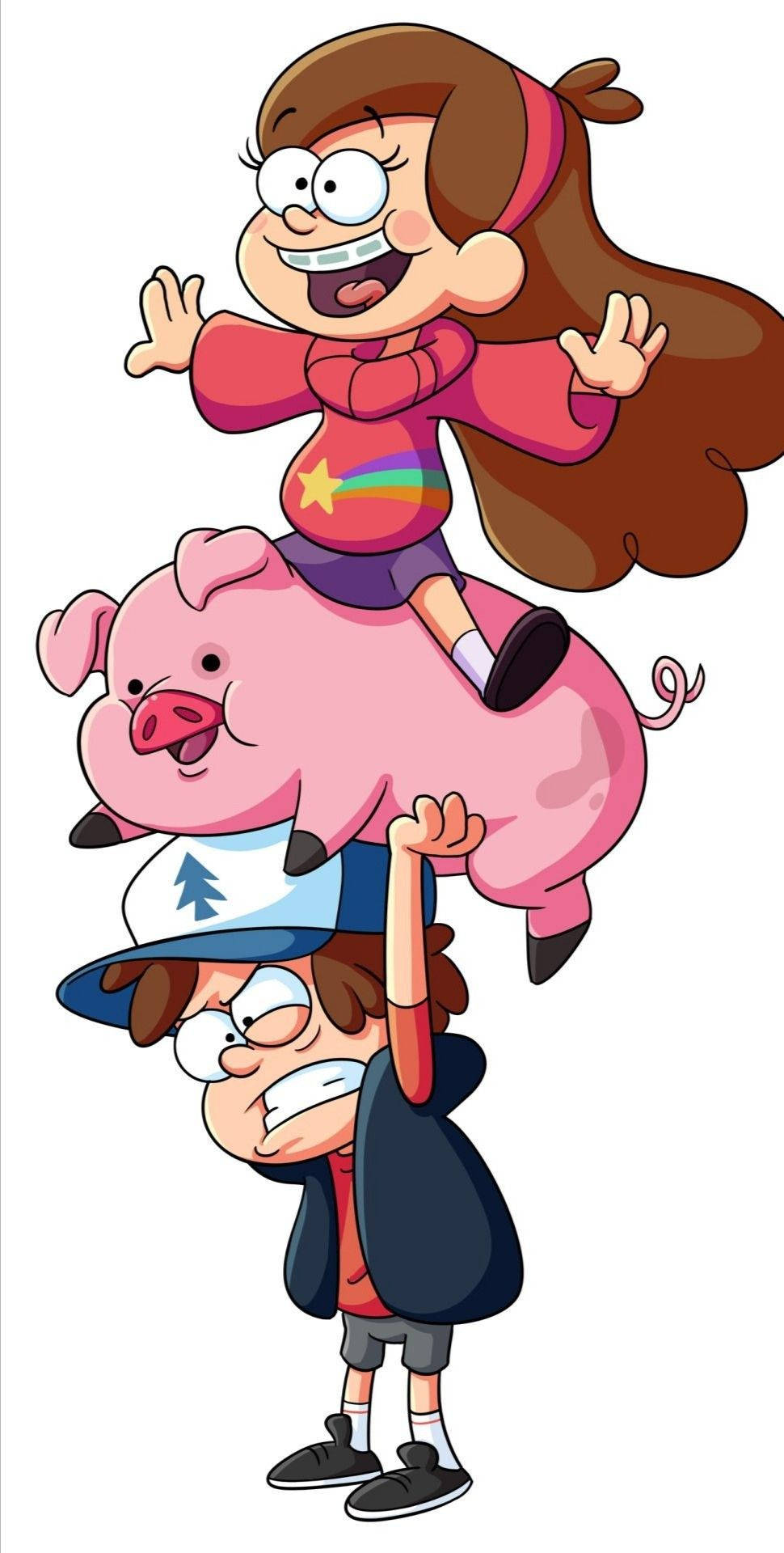 Waddles en Gravity Falls Karakters Muurpapier