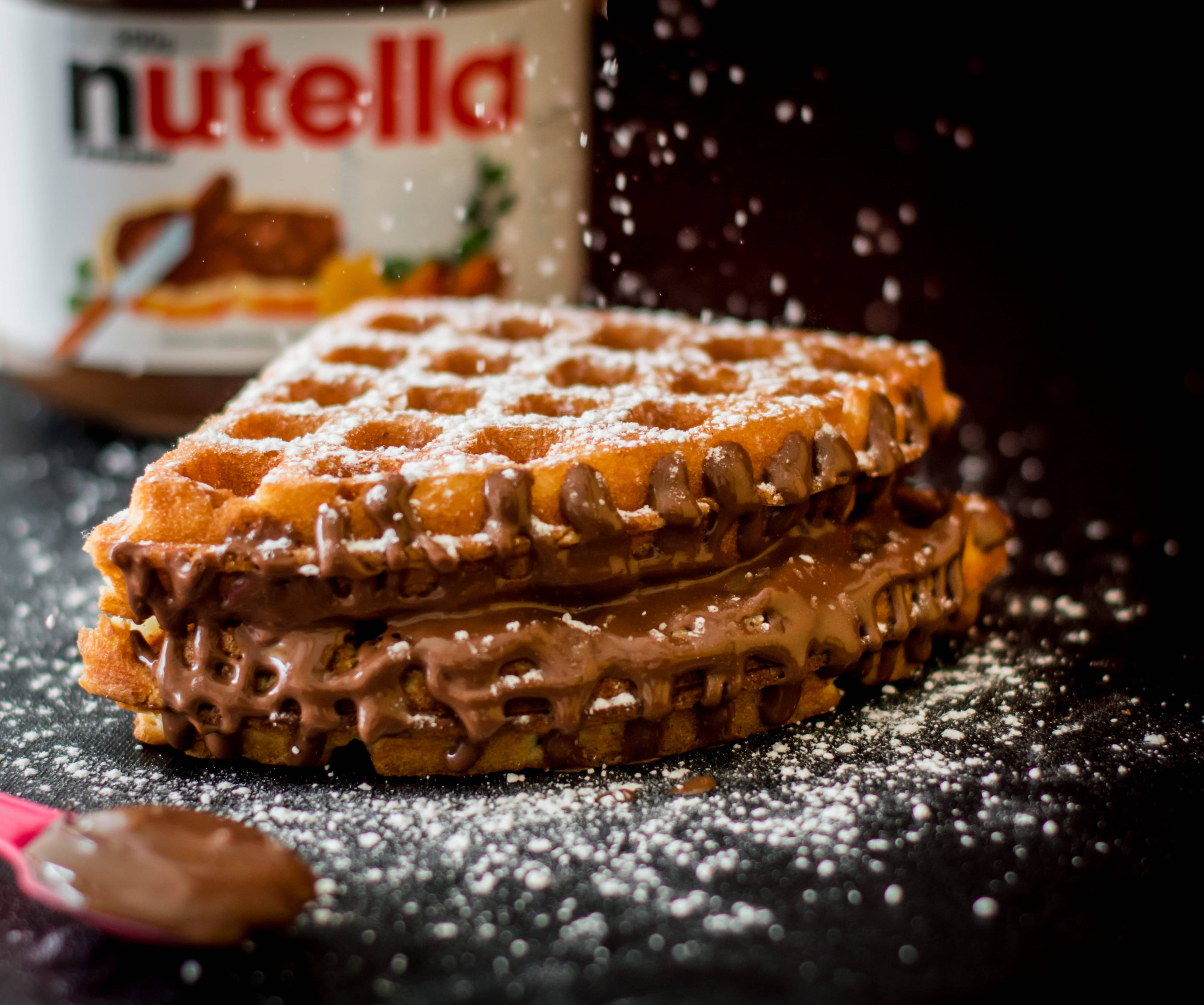 Waffel Stapel Nutella Muurpapier
