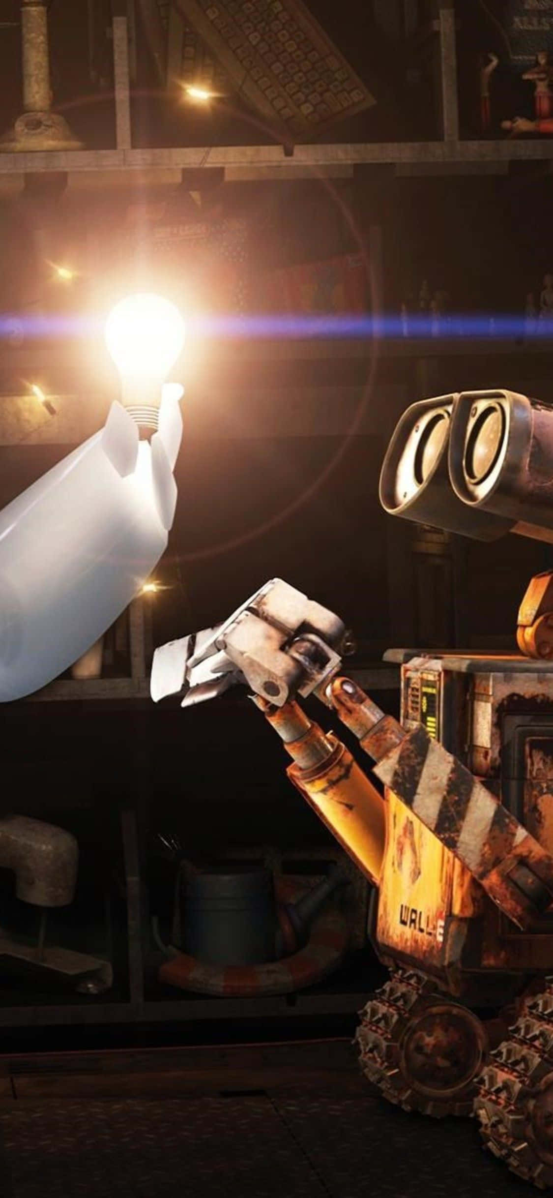 Wall E iPhone kyk na gloeilamp Muurpapier
